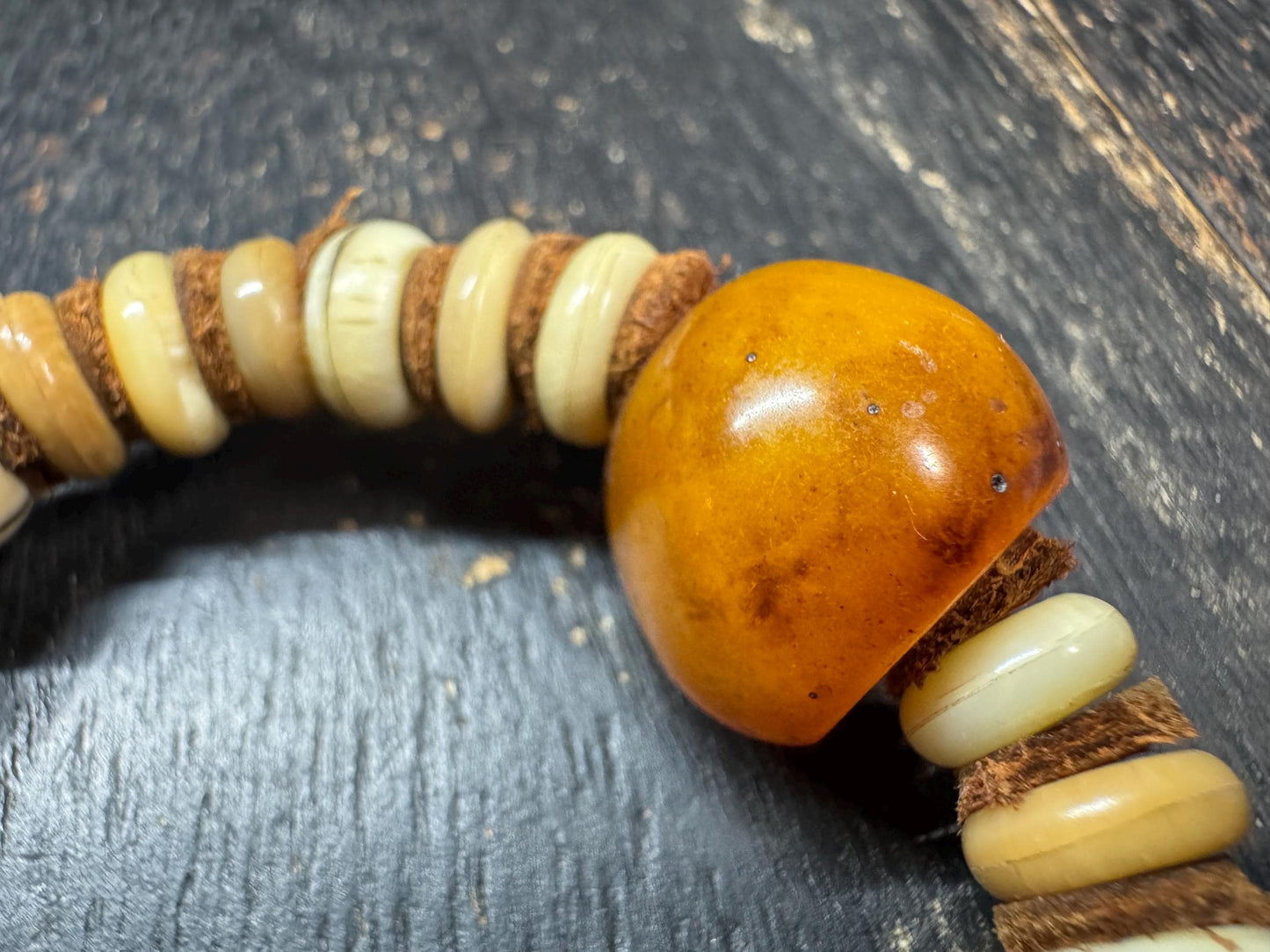 Nanhong Agate Bracelet with Citipati Glass Bead, Vintage Resin Bead, Handmade Yak Bone Bracelet, Tibetan Style Tribal Jewelry