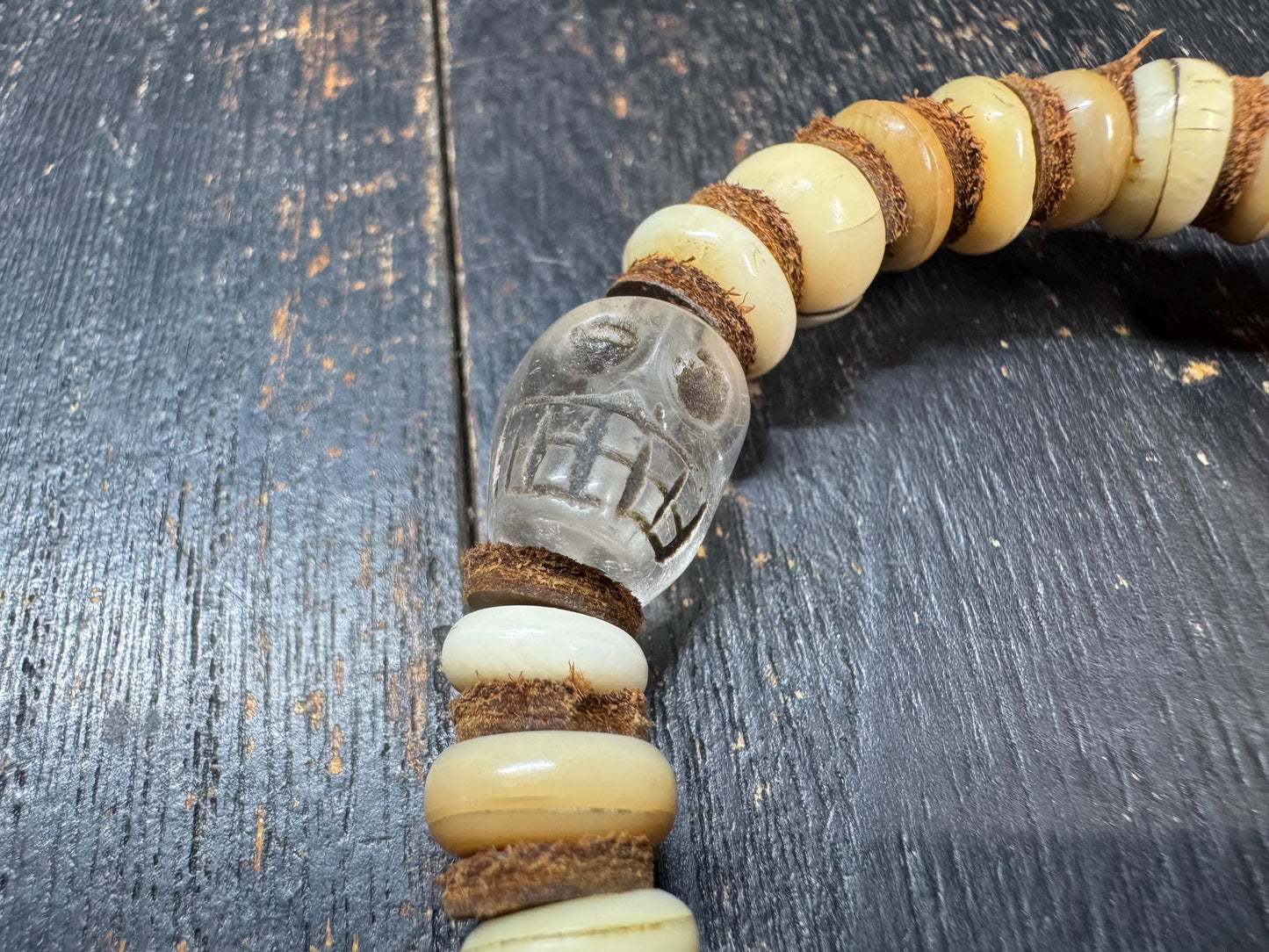 Nanhong Agate Bracelet with Citipati Glass Bead, Vintage Resin Bead, Handmade Yak Bone Bracelet, Tibetan Style Tribal Jewelry