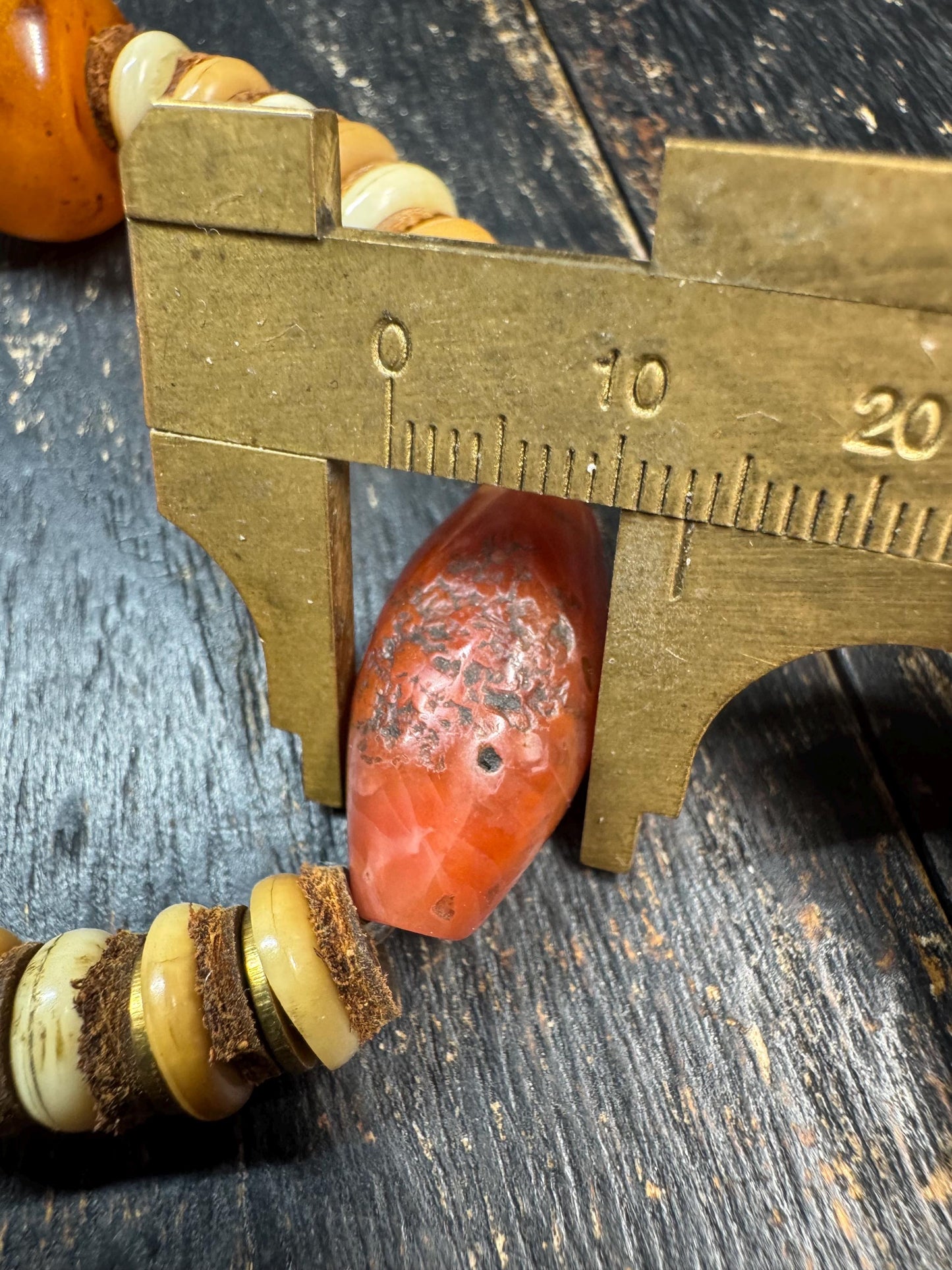 Nanhong Agate Bracelet with Citipati Glass Bead, Vintage Resin Bead, Handmade Yak Bone Bracelet, Tibetan Style Tribal Jewelry