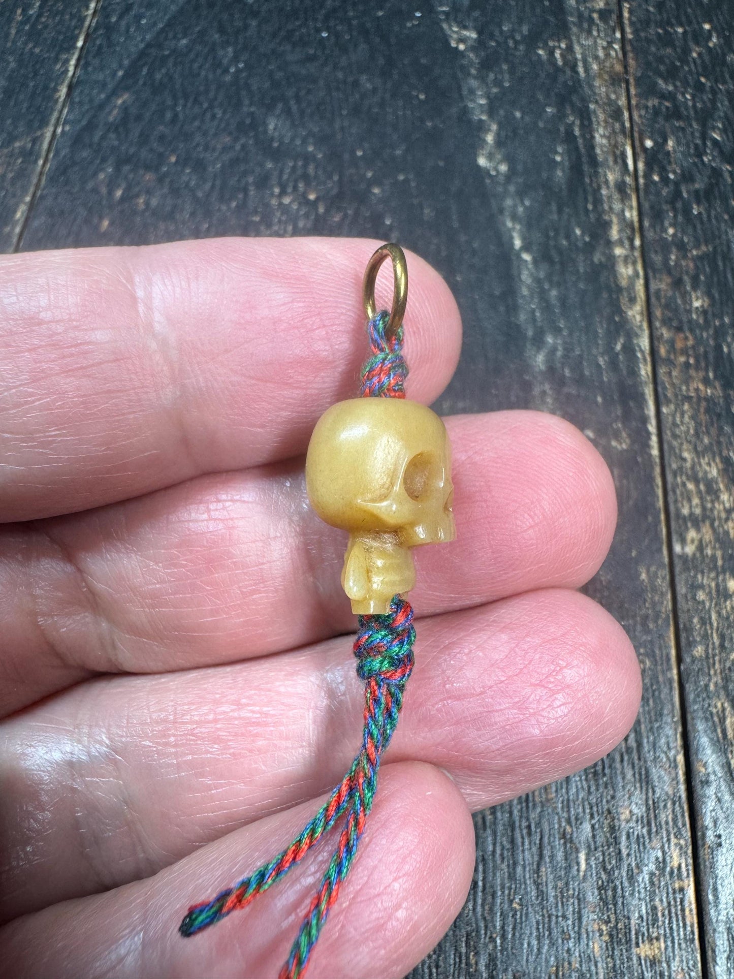Hand Carved Yak Bone Citipati Skull Pendant, Tibetan Charnel Ground Skeleton Amulet, Himalayan Mala Charm or Pendant