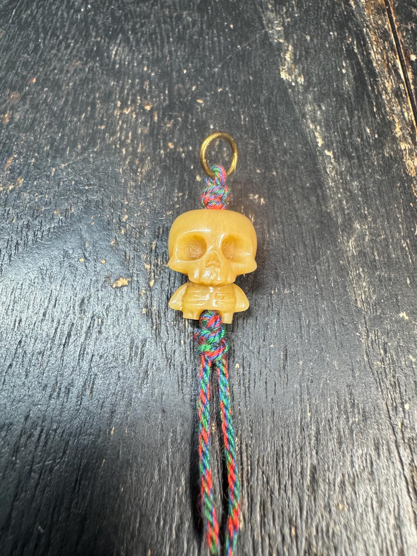 Hand Carved Yak Bone Citipati Skull Pendant, Tibetan Charnel Ground Skeleton Amulet, Himalayan Mala Charm or Pendant