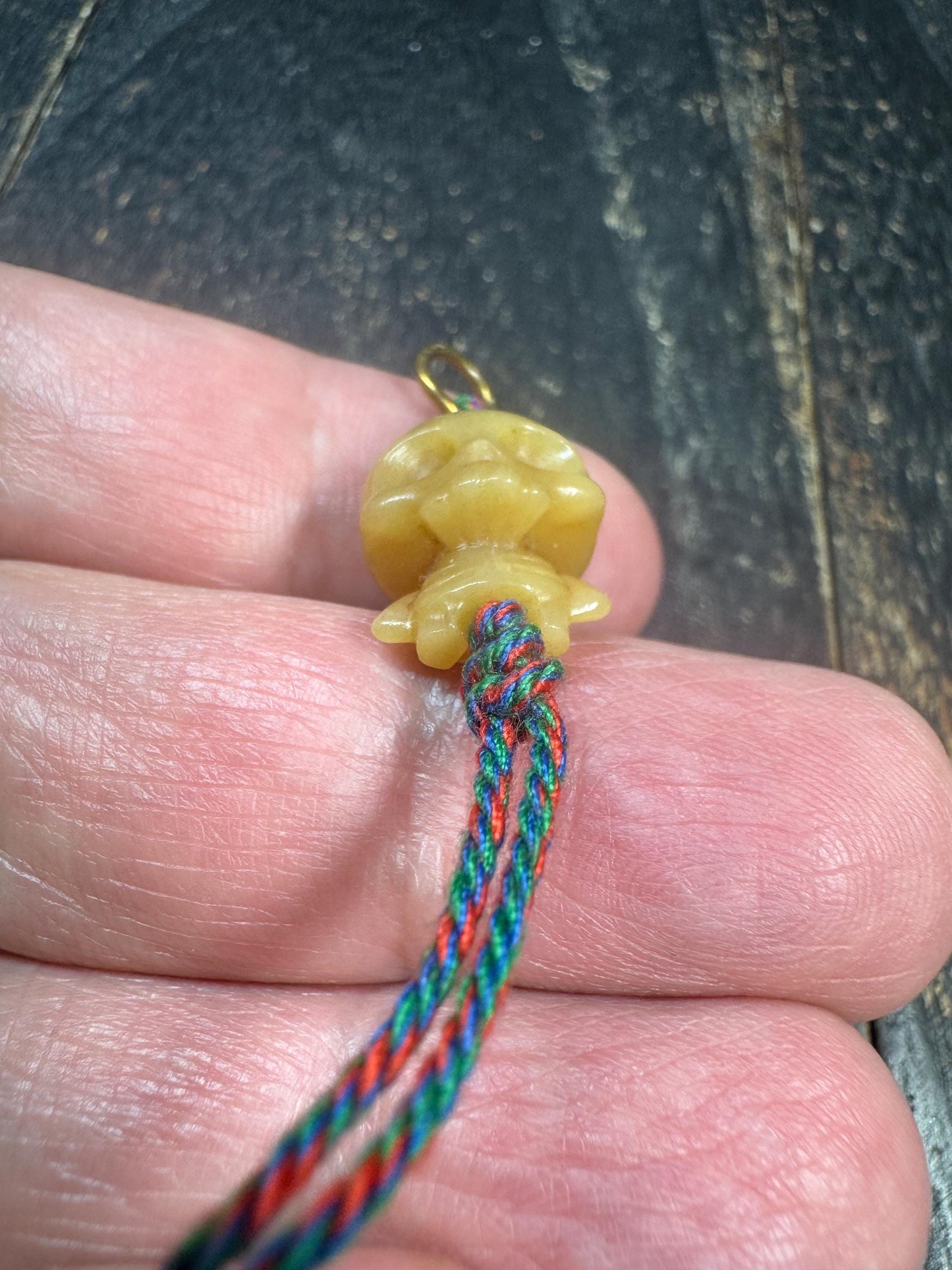 Hand Carved Yak Bone Citipati Skull Pendant, Tibetan Charnel Ground Skeleton Amulet, Himalayan Mala Charm or Pendant