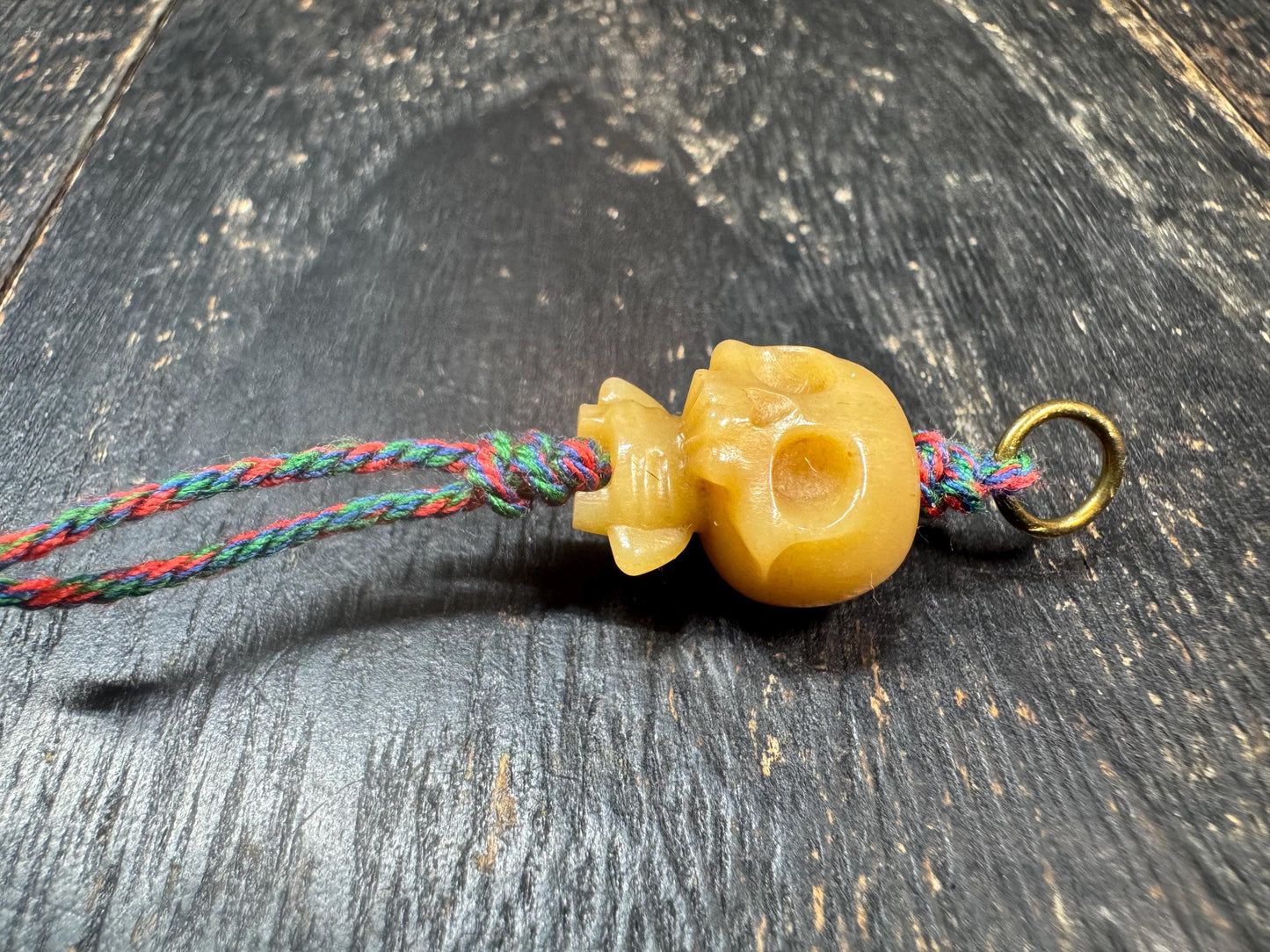 Hand Carved Yak Bone Citipati Skull Pendant, Tibetan Charnel Ground Skeleton Amulet, Himalayan Mala Charm or Pendant