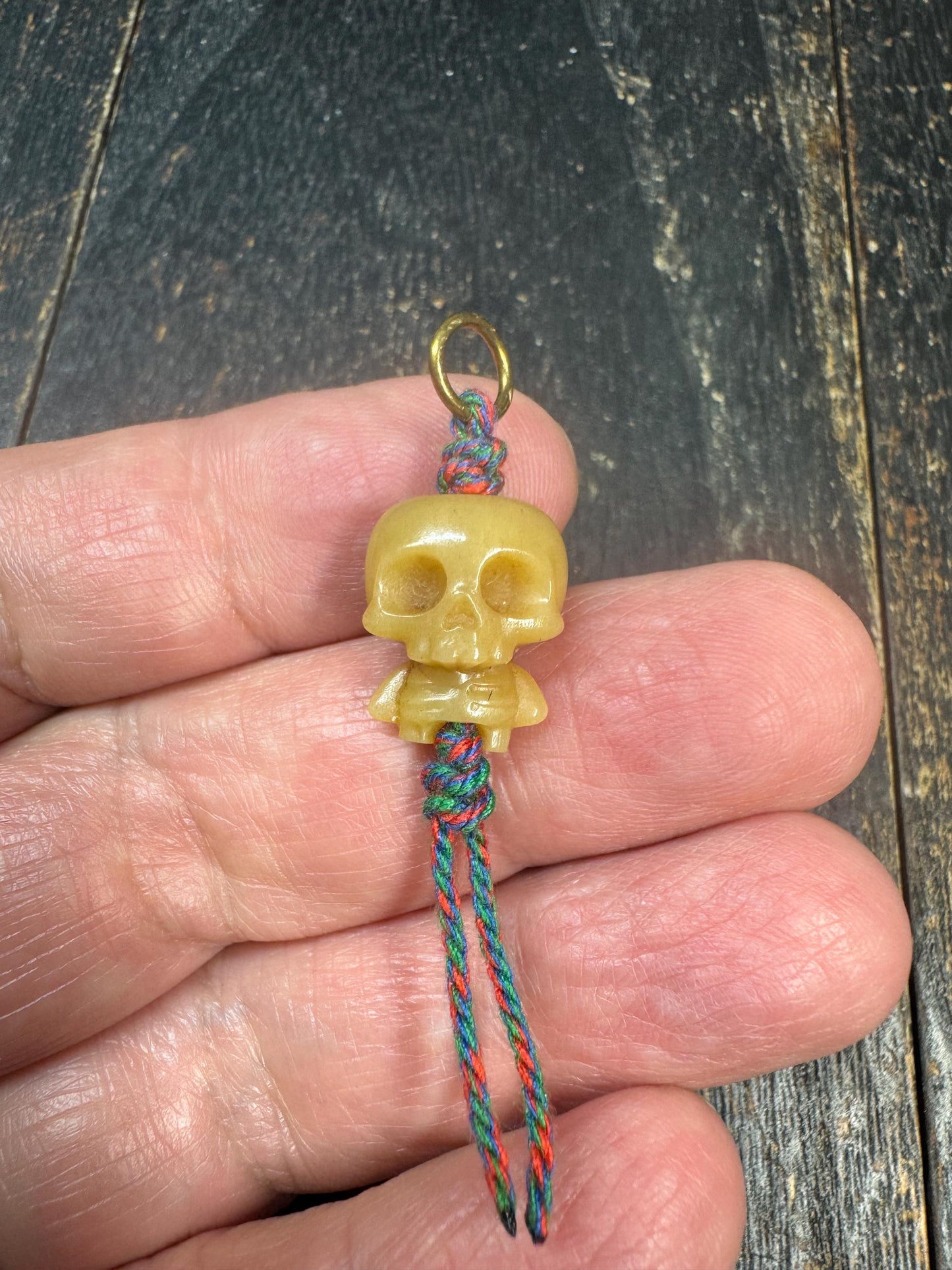 Hand Carved Yak Bone Citipati Skull Pendant, Tibetan Charnel Ground Skeleton Amulet, Himalayan Mala Charm or Pendant