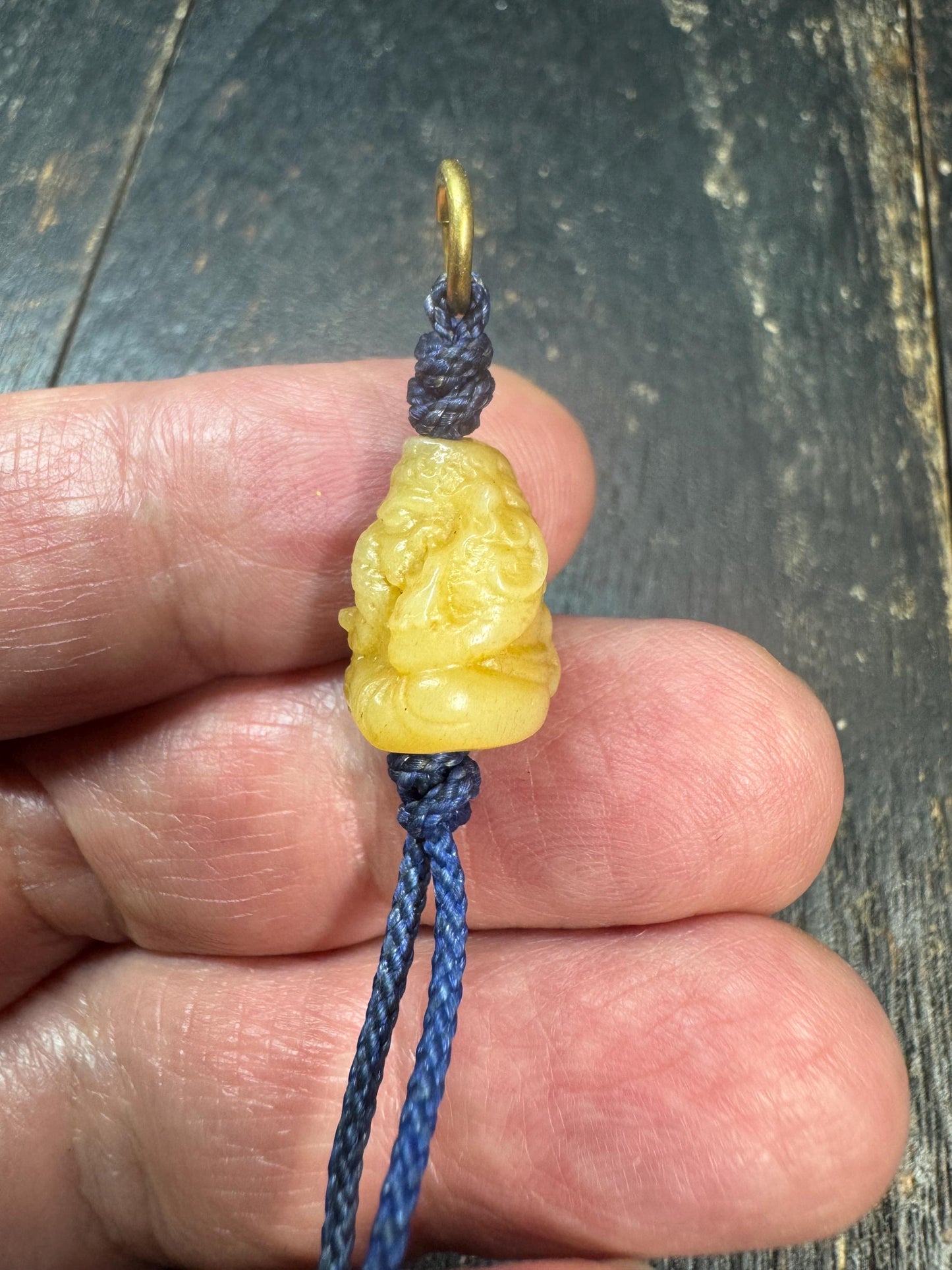 Hand Carved Yak Bone Ganesha Pendant, Himalayan Elephant God Charm, Tibetan Mala Pendant or Spiritual Amulet