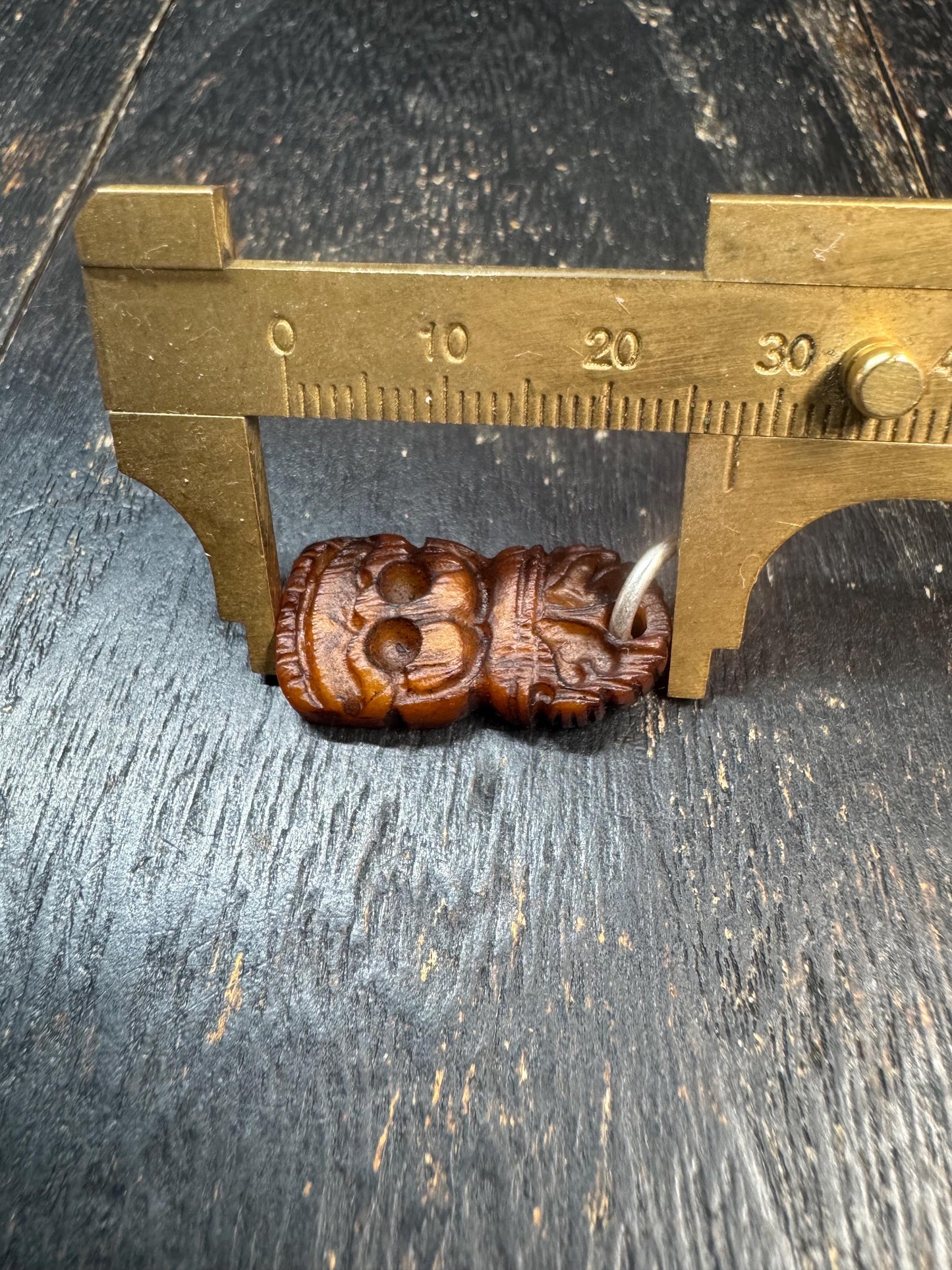 Hand Carved Yak Bone Citipati Skull Pendant, Tibetan Skeleton Mask Charm, Himalayan Charnel Ground Amulet