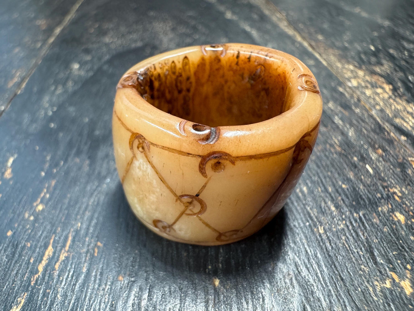 Carved Yak Bone Mala Counter Bead Ring – Tibetan Style Hollow Bead, Handmade Himalayan Yak Bone Ring or Mala Accessory