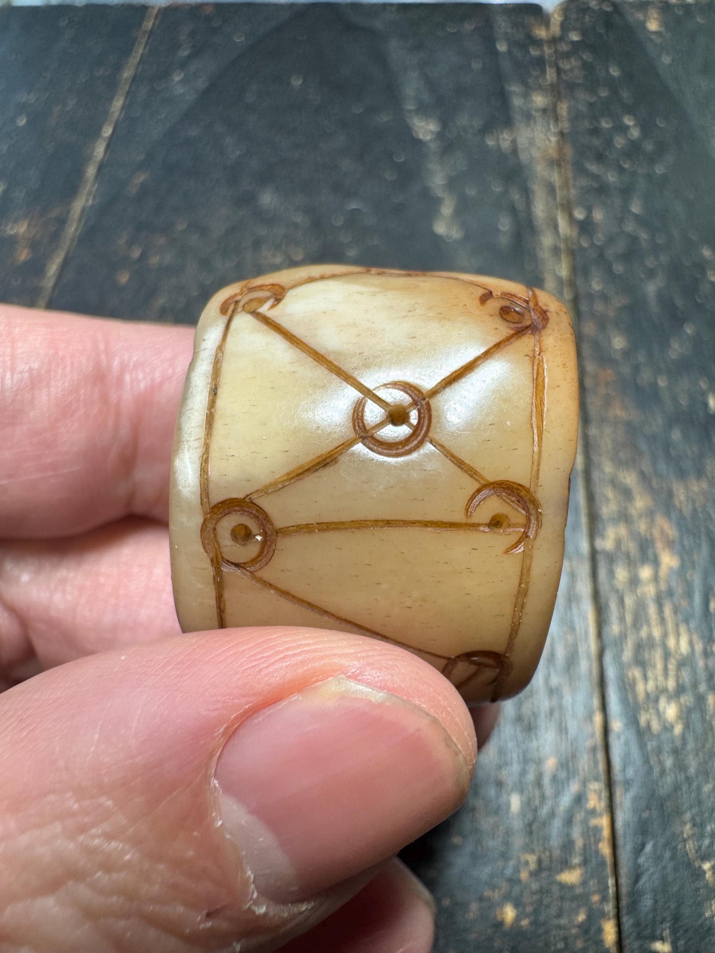 Carved Yak Bone Mala Counter Bead Ring – Tibetan Style Hollow Bead, Handmade Himalayan Yak Bone Ring or Mala Accessory