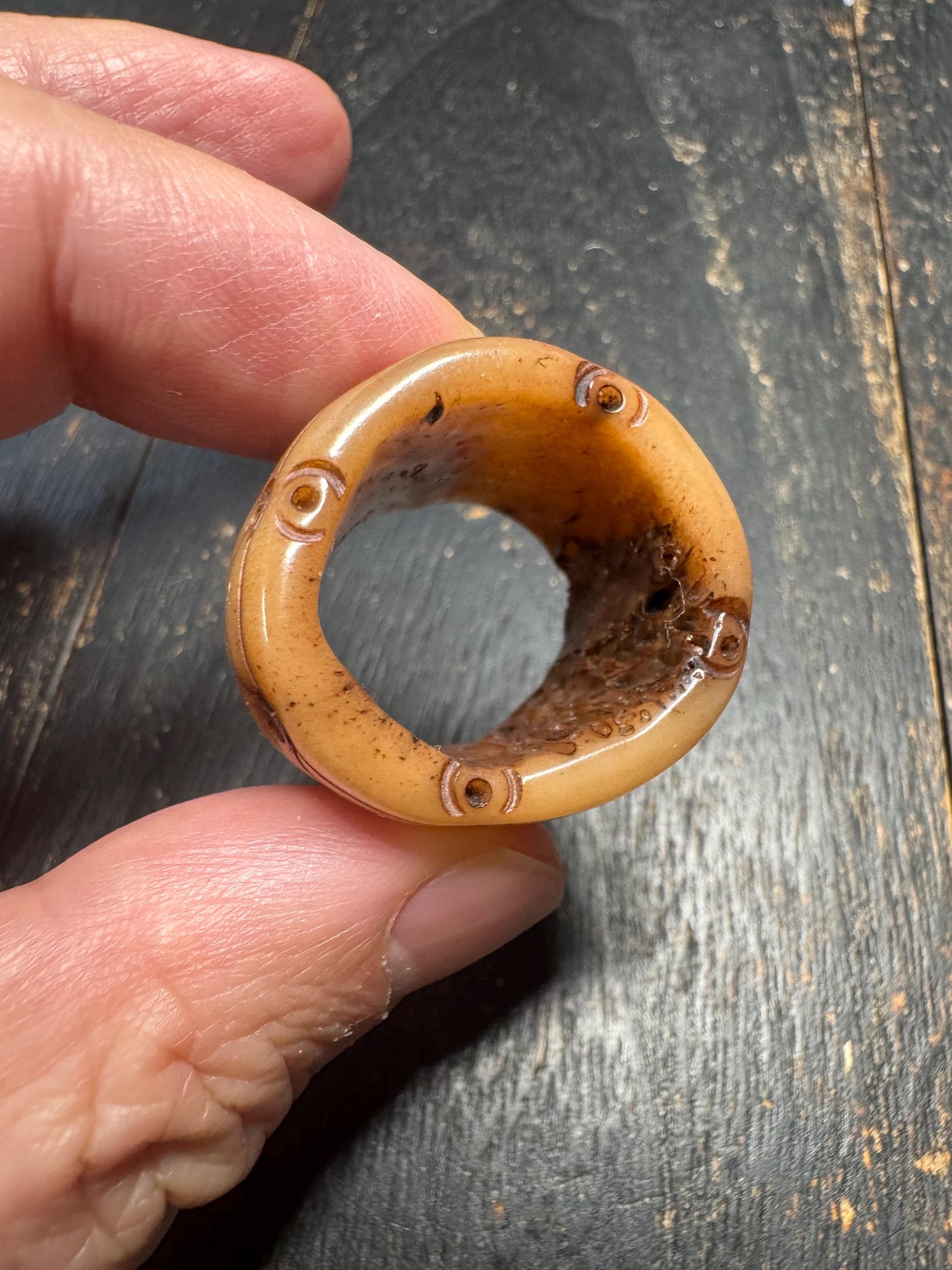 Carved Yak Bone Mala Counter Bead Ring – Tibetan Style Hollow Bead, Handmade Himalayan Yak Bone Ring or Mala Accessory