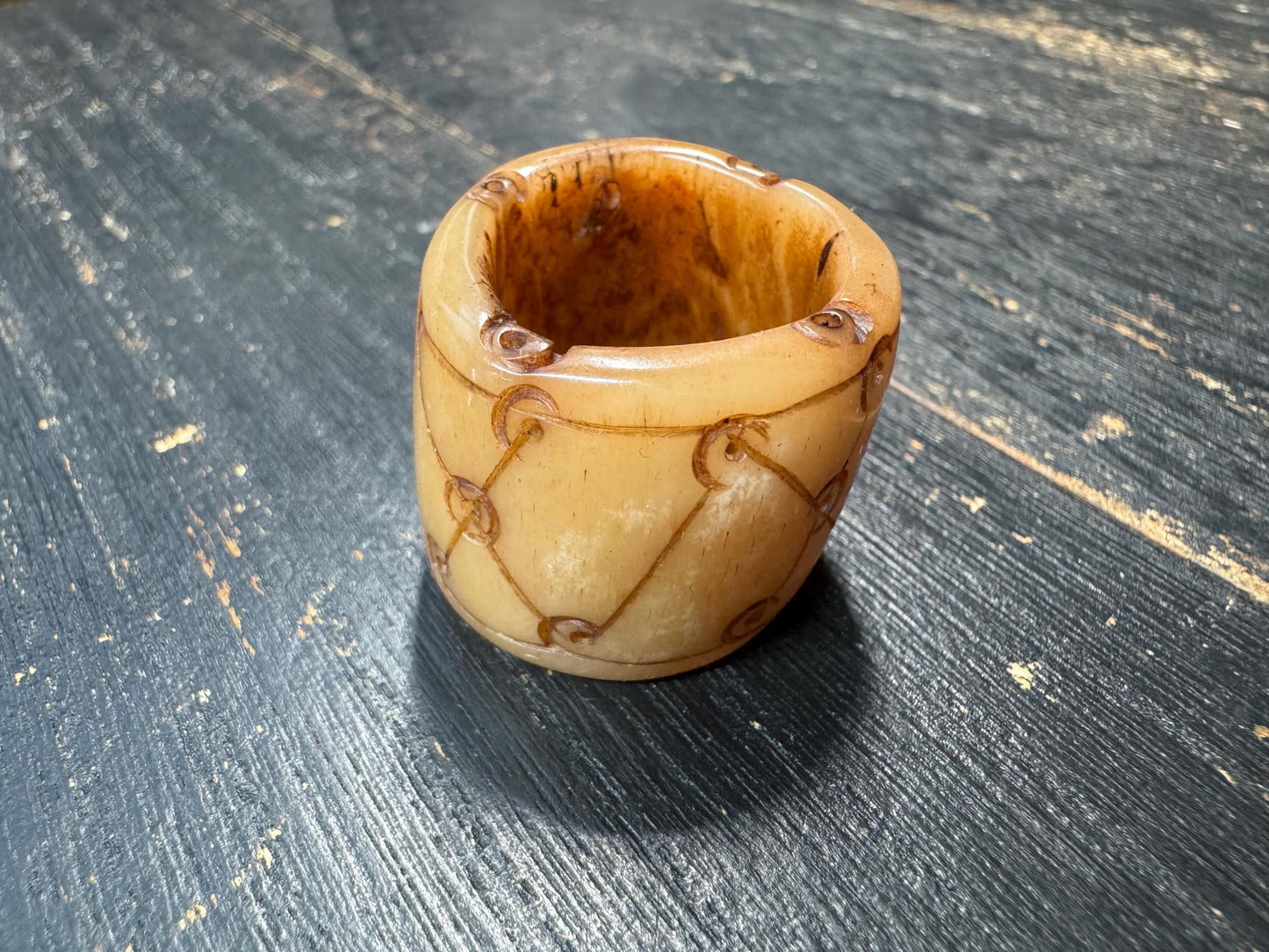 Carved Yak Bone Mala Counter Bead Ring – Tibetan Style Hollow Bead, Handmade Himalayan Yak Bone Ring or Mala Accessory