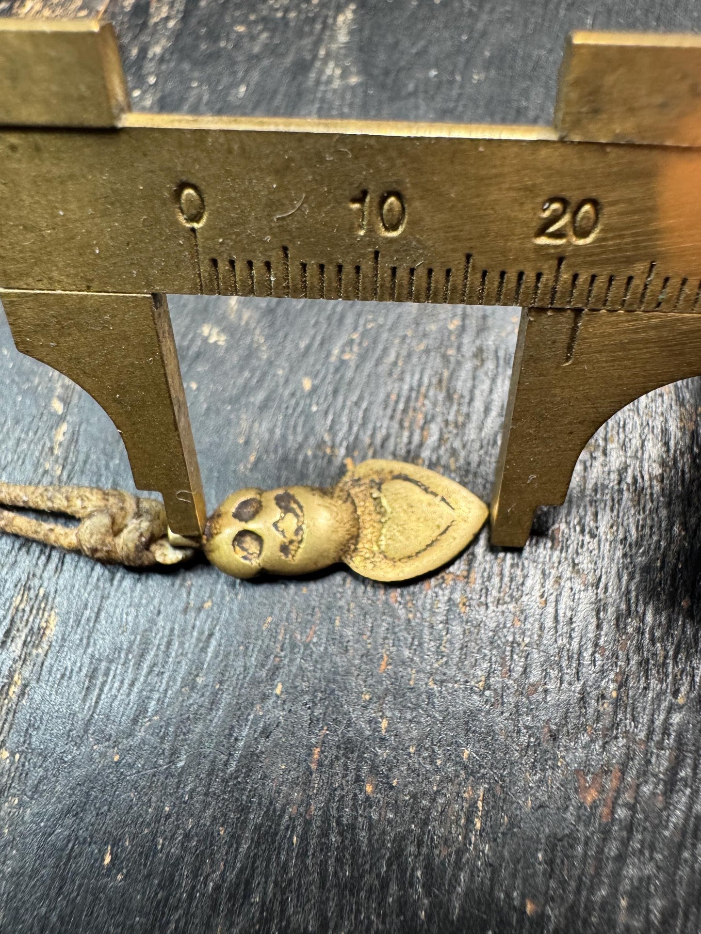 Tibetan Chitipati Skull Brass Pendant with Cord – Cemetery Guardian Amulet – Tantric Protection Talisman Himalayan Jewelry