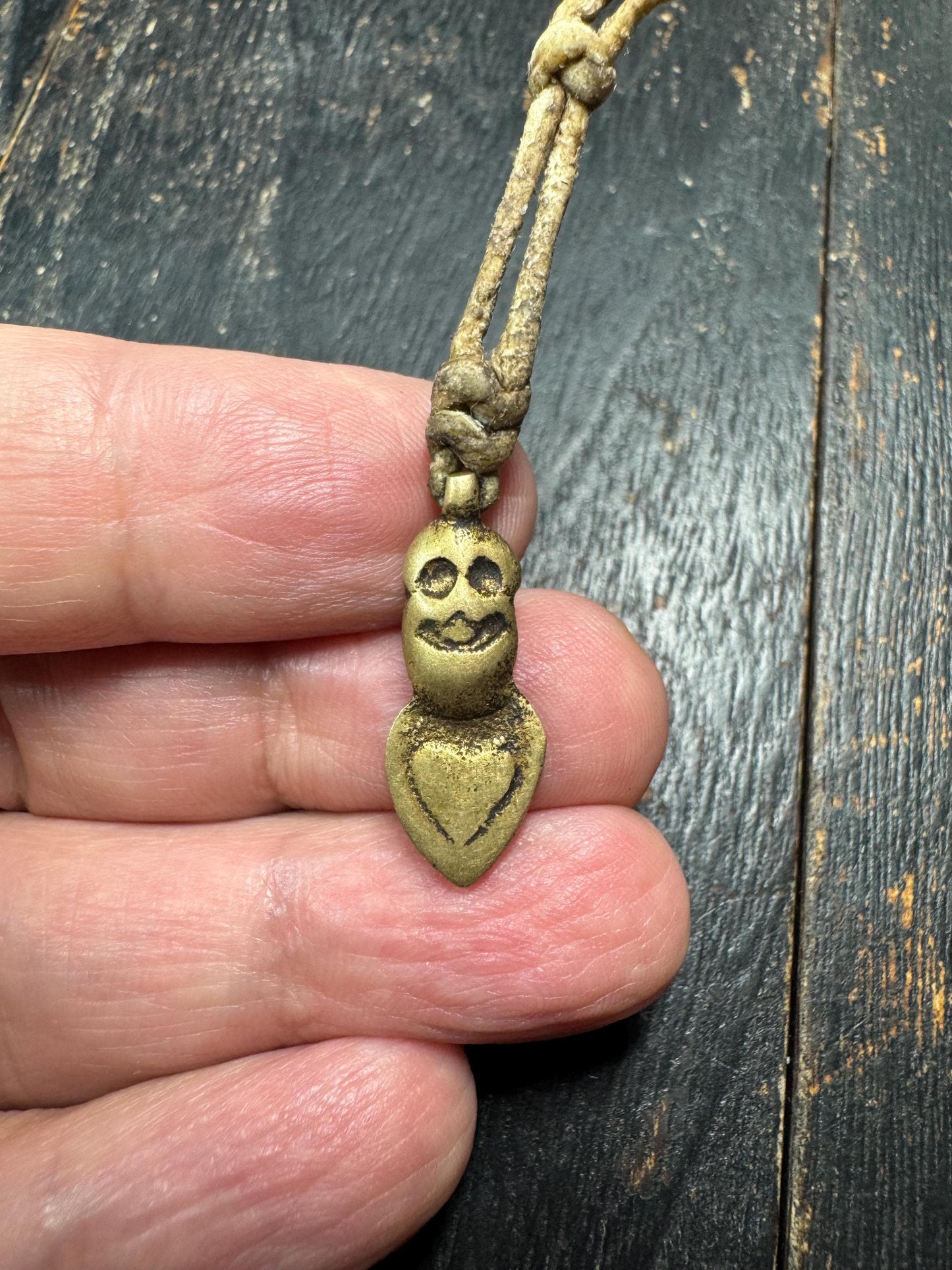 Tibetan Chitipati Skull Brass Pendant with Cord – Cemetery Guardian Amulet – Tantric Protection Talisman Himalayan Jewelry