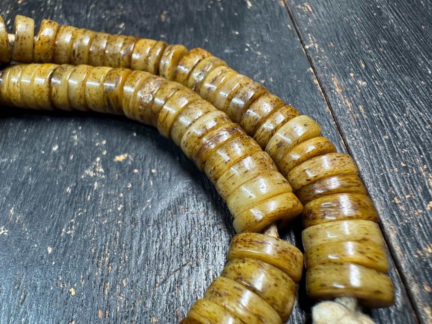 108 Yak Bone Mala Beads 10mm – Tibetan Buddhist Prayer Beads Necklace – Natural Bone Meditation Mala 18-19 Inches