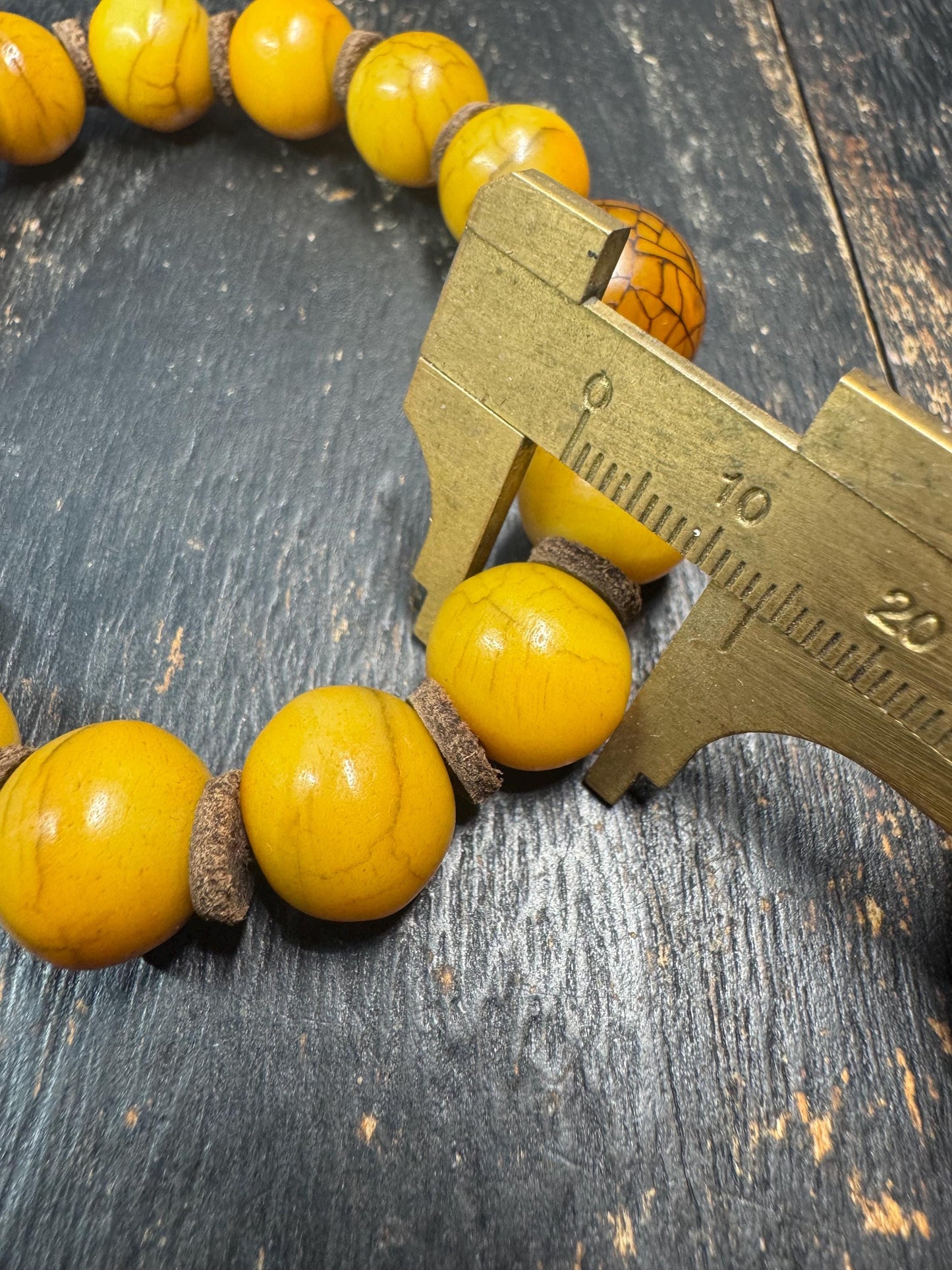 Vintage Yak Bone Bead Bracelet – 14mm Tibetan Style Bone Beads with Brass Skull Accent, Ethnic Tribal Bracelet, Spiritual Jewelry