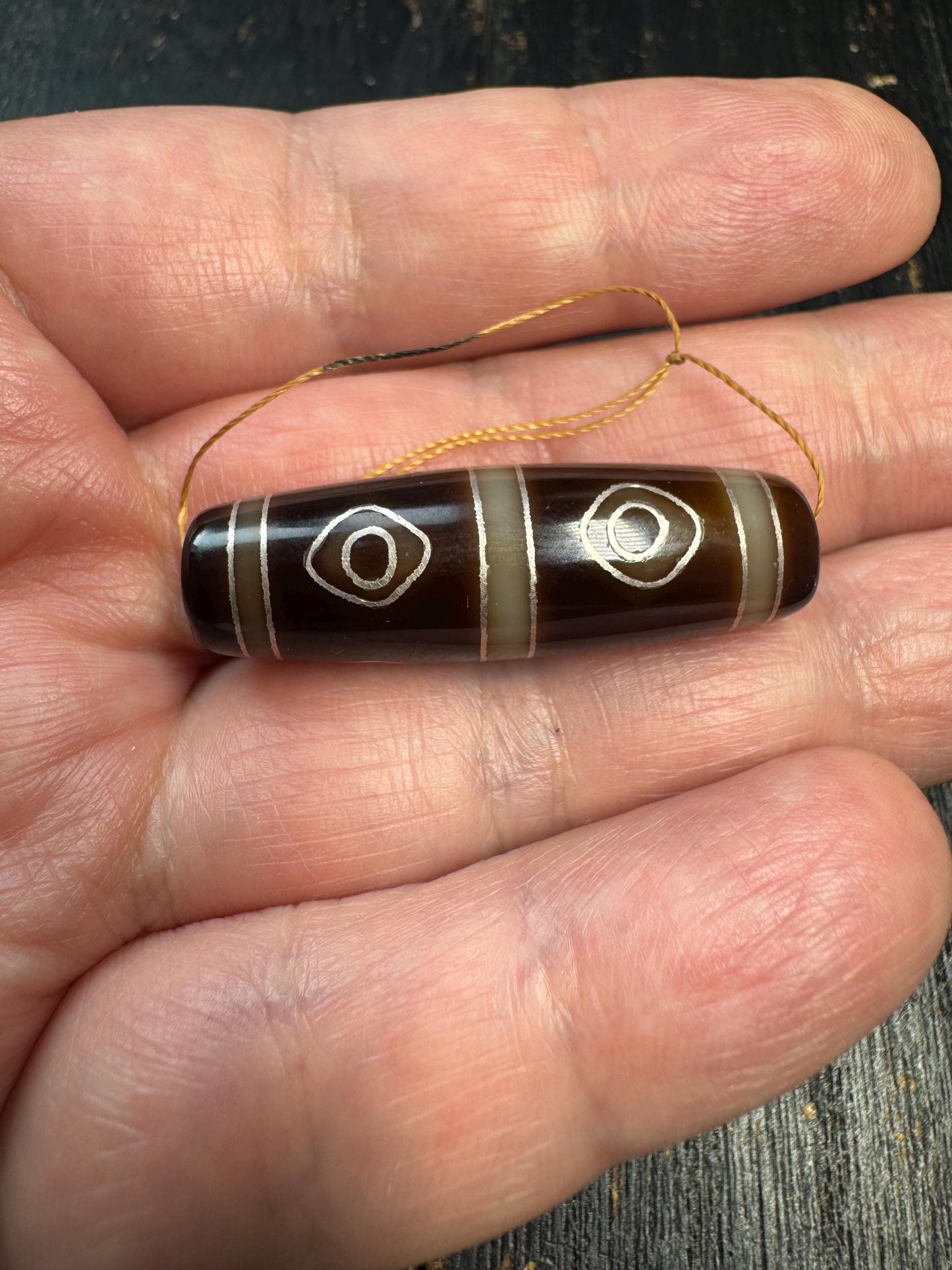Tibetan Agate Dzi Bead Pendant | Traditional Eye Dzi Amulet | Himalayan Protection Talisman Bead | Collector Dzi for Mala or Necklace