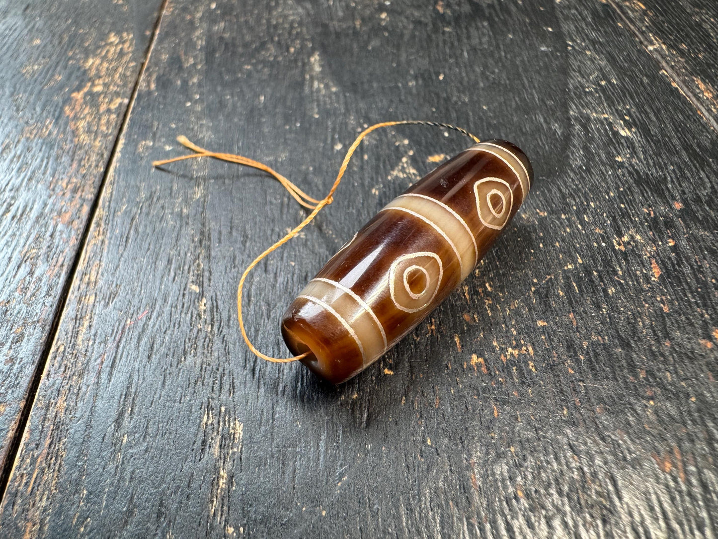 Tibetan Agate Dzi Bead Pendant | Traditional Eye Dzi Amulet | Himalayan Protection Talisman Bead | Collector Dzi for Mala or Necklace