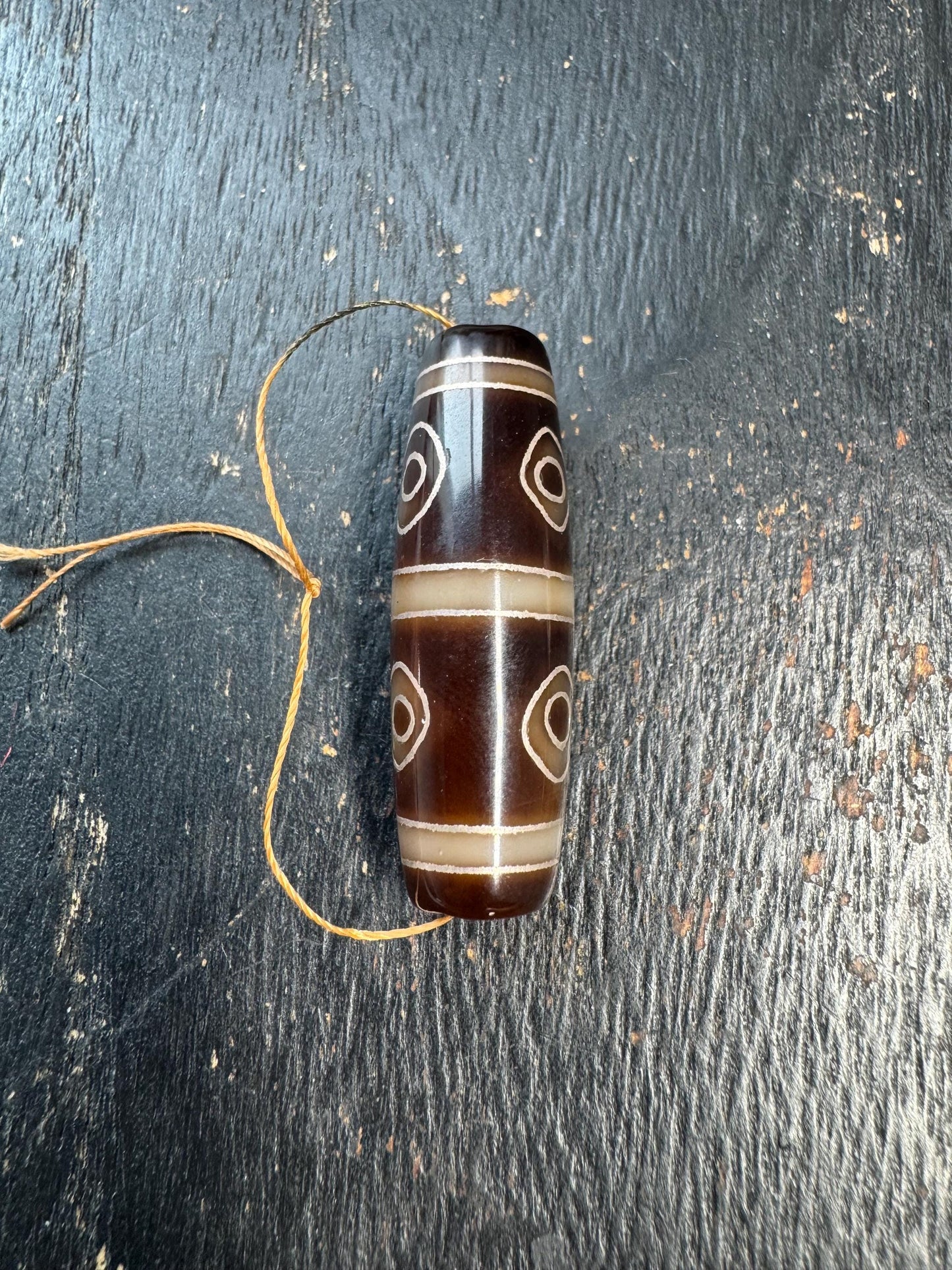 Tibetan Agate Dzi Bead Pendant | Traditional Eye Dzi Amulet | Himalayan Protection Talisman Bead | Collector Dzi for Mala or Necklace