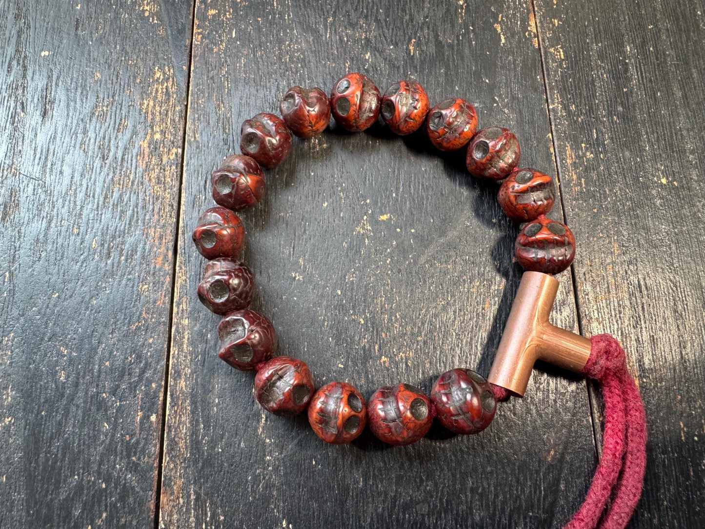 Hand Carved Bodhi Seed Chitipati Skull Bracelet | Tibetan Kapala Style Bodhi Mala | Wrathful Protection Meditation Bracelet | Gothic Buddhis