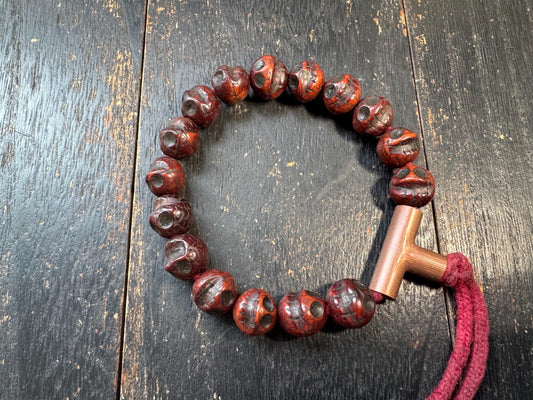 Hand Carved Bodhi Seed Chitipati Skull Bracelet | Tibetan Kapala Style Bodhi Mala | Wrathful Protection Meditation Bracelet | Gothic Buddhis