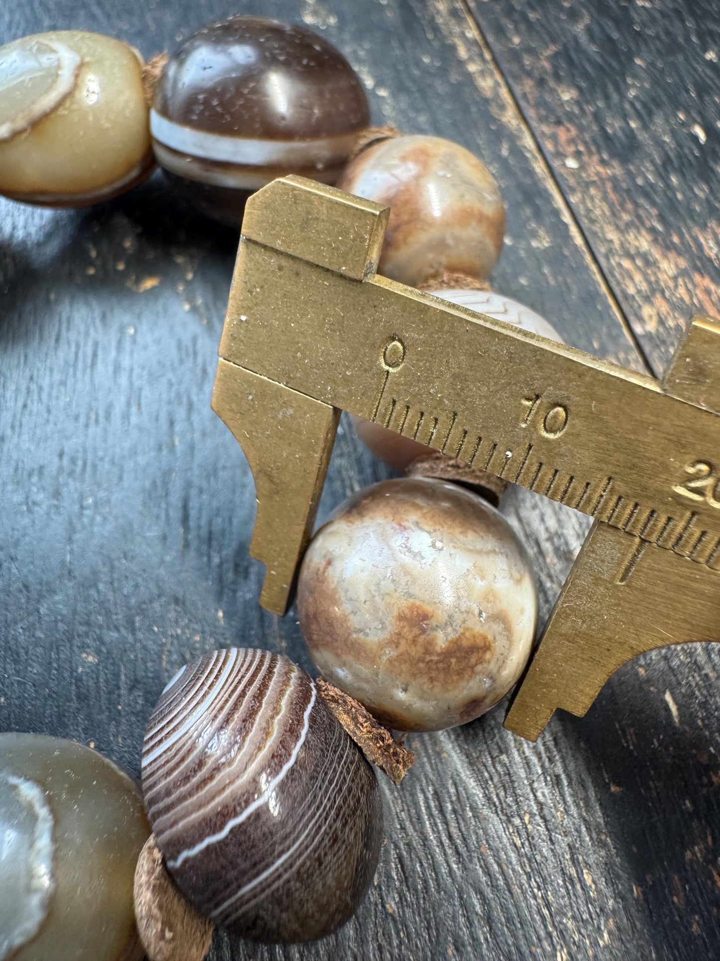 Vintage Banded Agate Bead Bracelet – Sulemani Agate & Zhang Zhung Style Eye Beads, Large Tibetan Style Stone Bracelet, Ethnic Tribal Jewelry