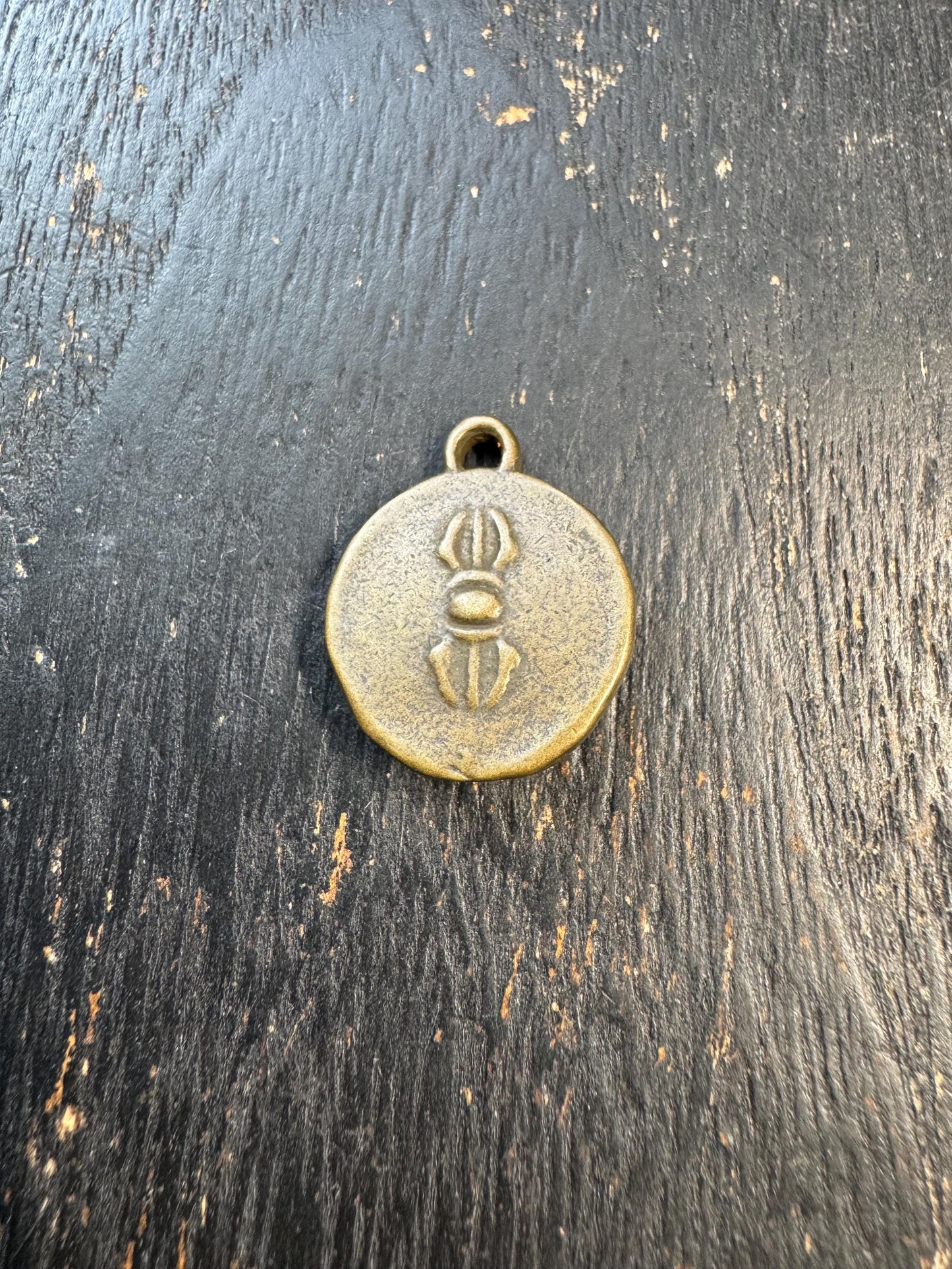 Vintage Tibetan Style Buddha Pendant – Brass Buddhist Amulet with Vajra Symbol, Meditation Buddha Talisman