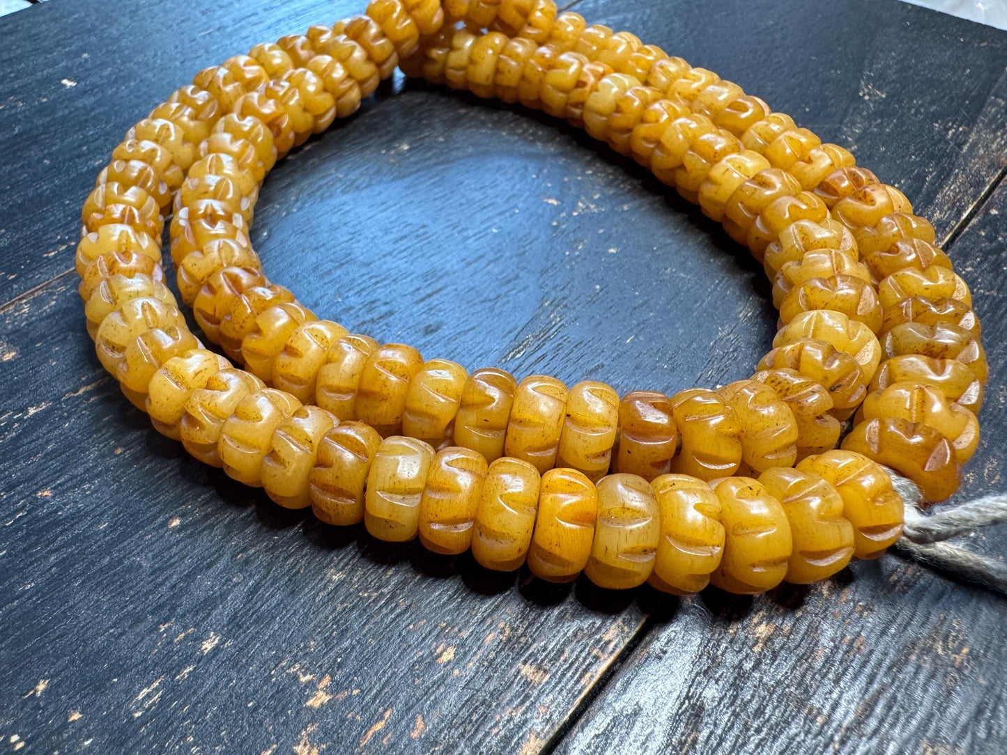 108 Bead Yak Bone Lotus Carved Mala | 12mm Tibetan Yak Bone Prayer Beads | 24” Handmade Buddhist Meditation Mala Necklace