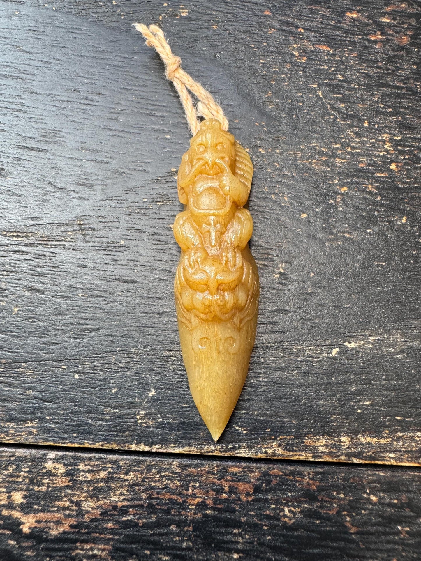 Hand Carved Yak Bone Garuda Pendant | Tibetan Eagle Protector Amulet | Himalayan Bone Talisman Necklace | Buddhist Protection Charm