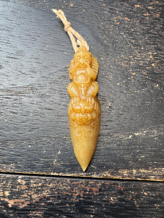 Hand Carved Yak Bone Garuda Pendant | Tibetan Eagle Protector Amulet | Himalayan Bone Talisman Necklace | Buddhist Protection Charm