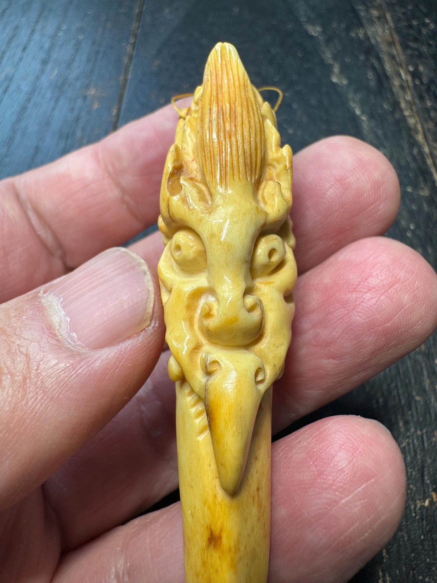 Hand Carved Yak Bone Dragon Tooth Pendant | Tibetan Style Dragon Talisman | Protective Amulet Necklace | Rustic Tribal Carving