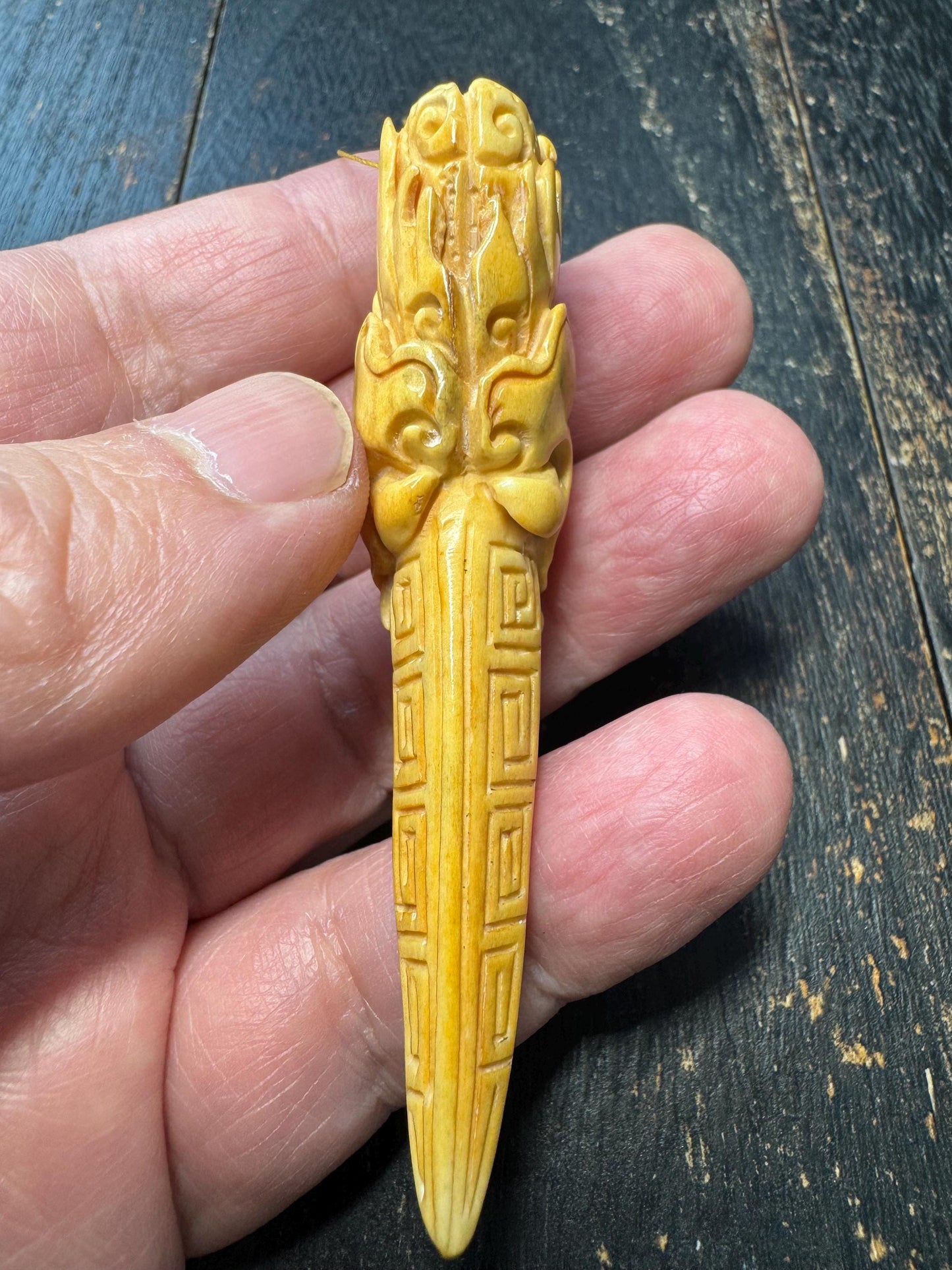 Hand Carved Yak Bone Dragon Tooth Pendant | Tibetan Style Dragon Talisman | Protective Amulet Necklace | Rustic Tribal Carving