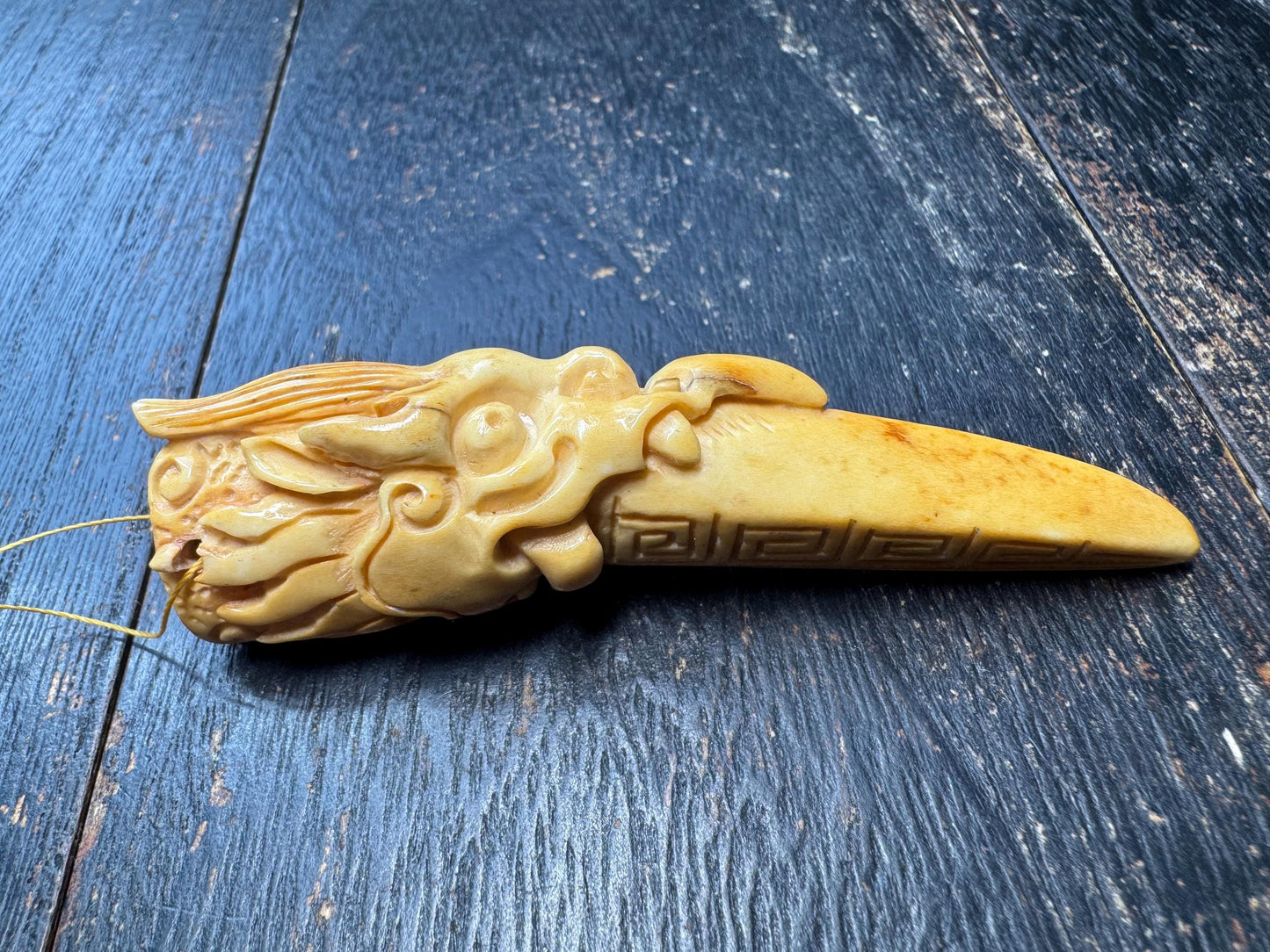 Hand Carved Yak Bone Dragon Tooth Pendant | Tibetan Style Dragon Talisman | Protective Amulet Necklace | Rustic Tribal Carving