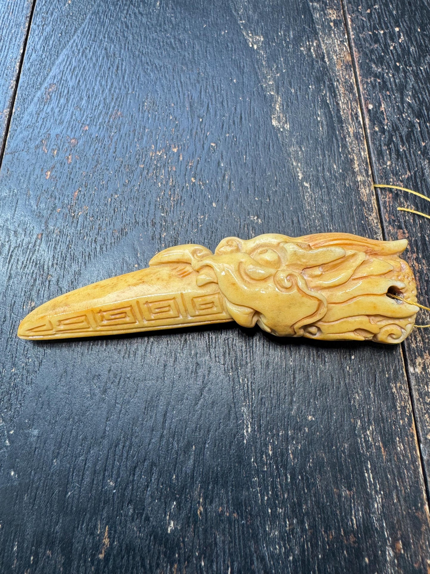 Hand Carved Yak Bone Dragon Tooth Pendant | Tibetan Style Dragon Talisman | Protective Amulet Necklace | Rustic Tribal Carving