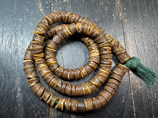 12.5mm 108 Ethical Yak Bone Mala Beads | Natural Tibetan Prayer Necklace | Handmade Buddhist Meditation Beads