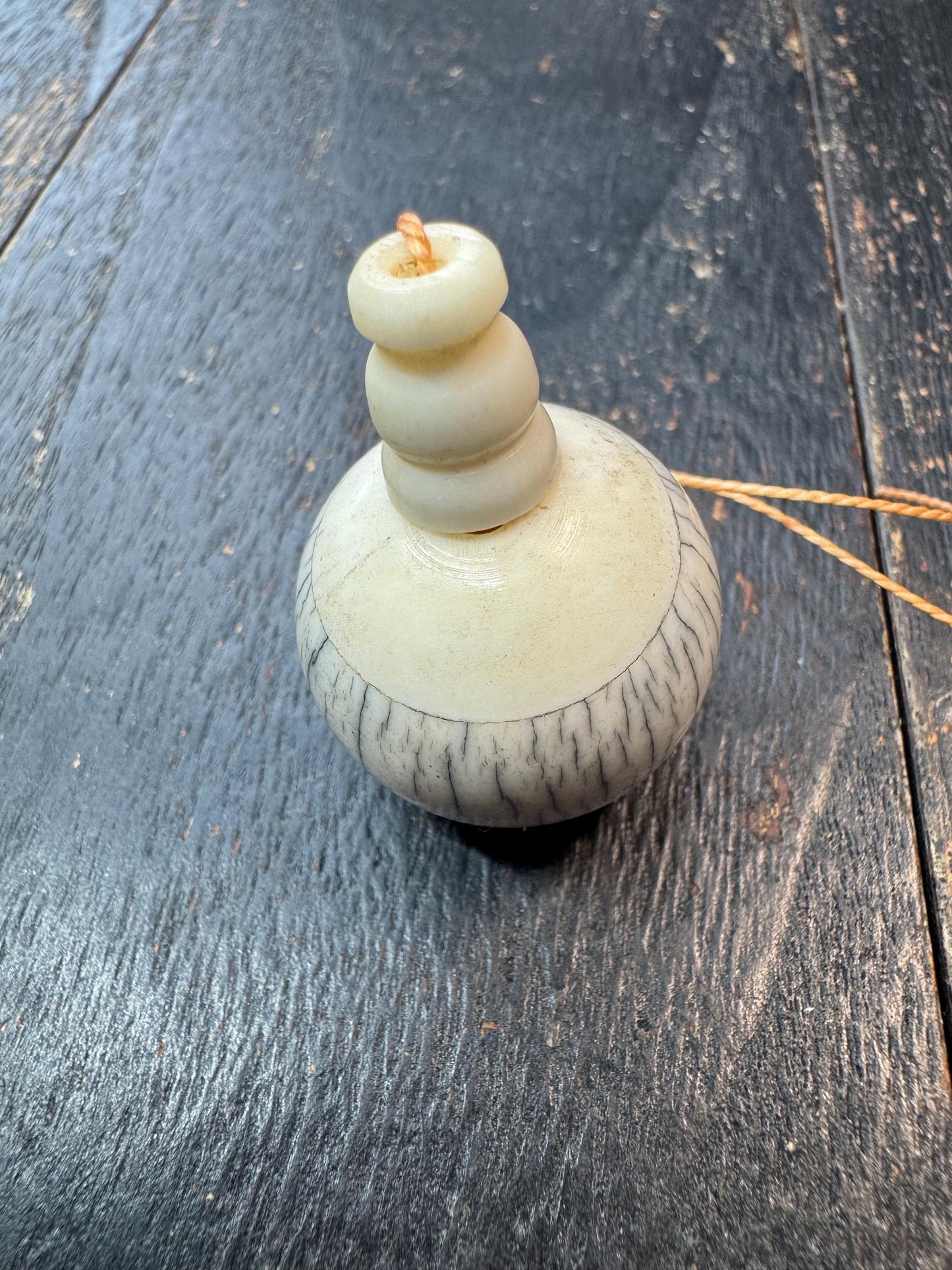 Large Tibetan Yak Bone 3-Hole Guru Bead | Nepal Buddhist Mala Prayer Connector Bead | Handmade Vintage Style Mala Center Bead