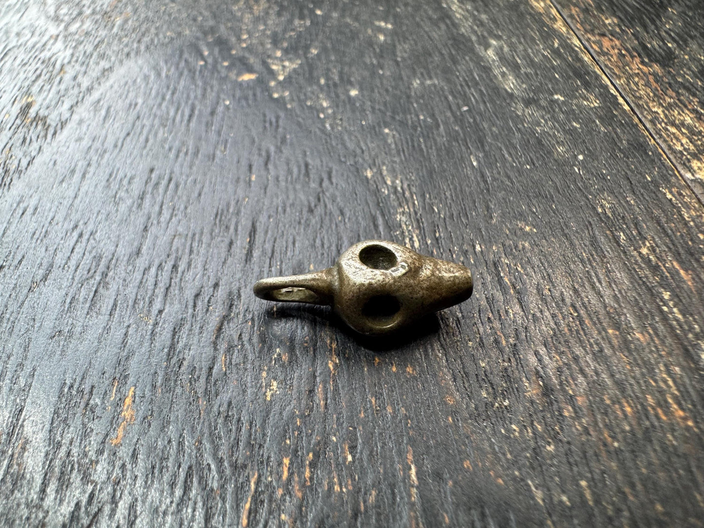 Vintage Brass Chitipati Skull Pendant – Tibetan Style Charnel Ground Spirit Amulet, Small Brass Tribal Talisman Charm