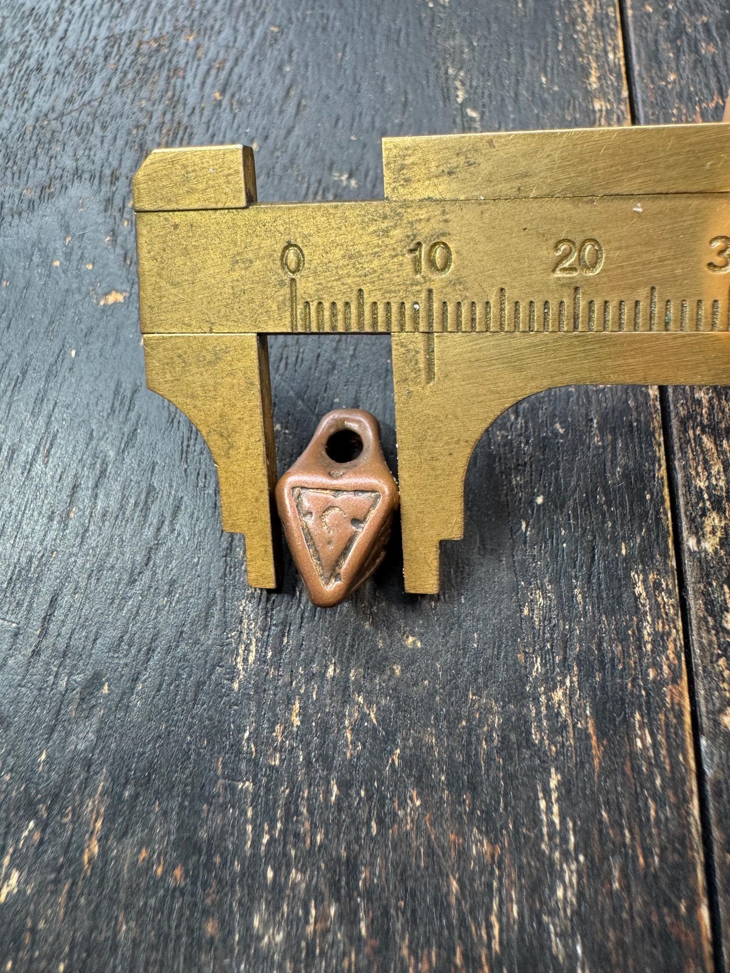Vintage Brass Himalayan Amulet Pendant – Nepal Tribal Talisman Charm, Small Ethnic Protective Symbol Pendant