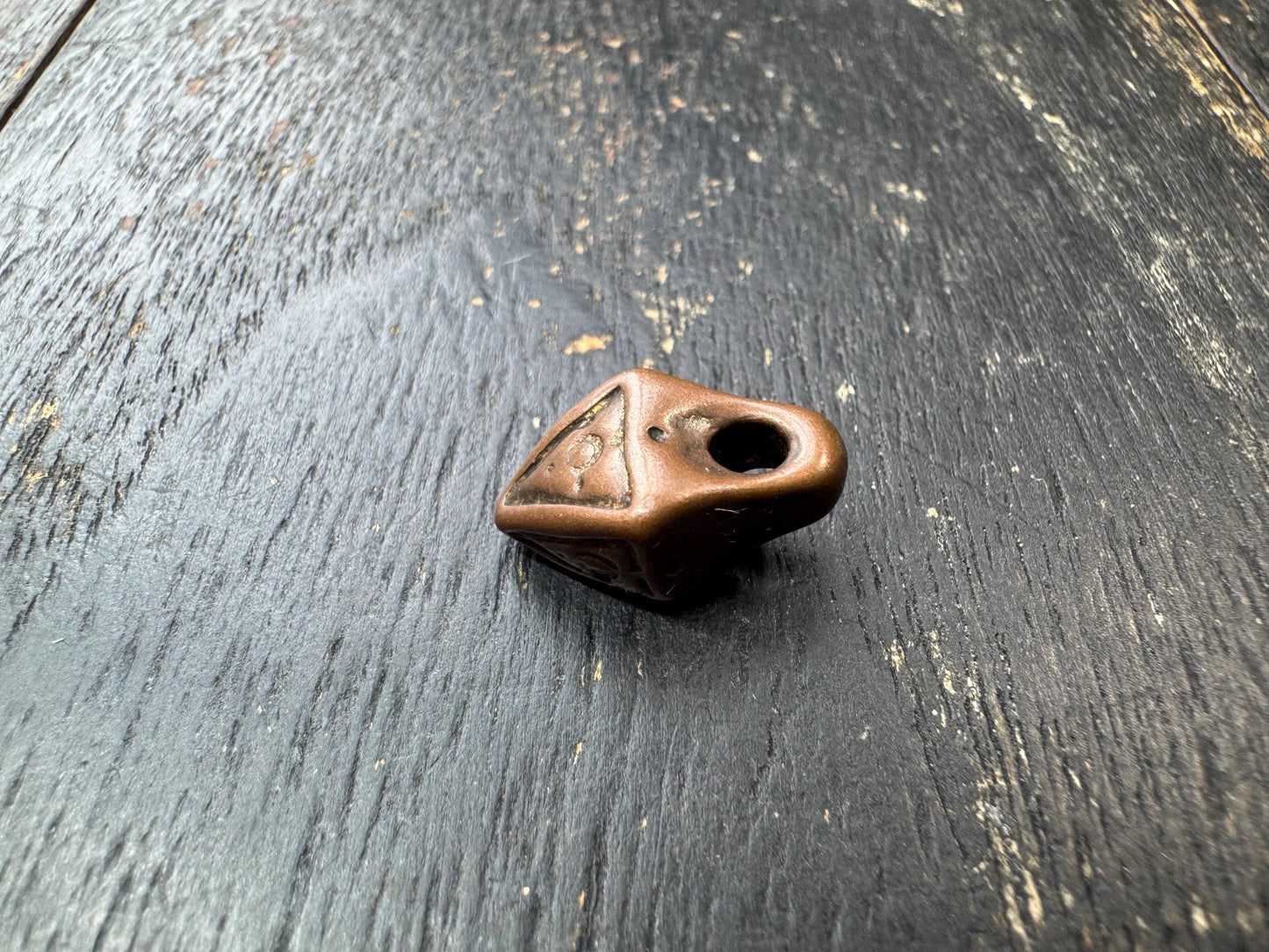 Vintage Brass Himalayan Amulet Pendant – Nepal Tribal Talisman Charm, Small Ethnic Protective Symbol Pendant