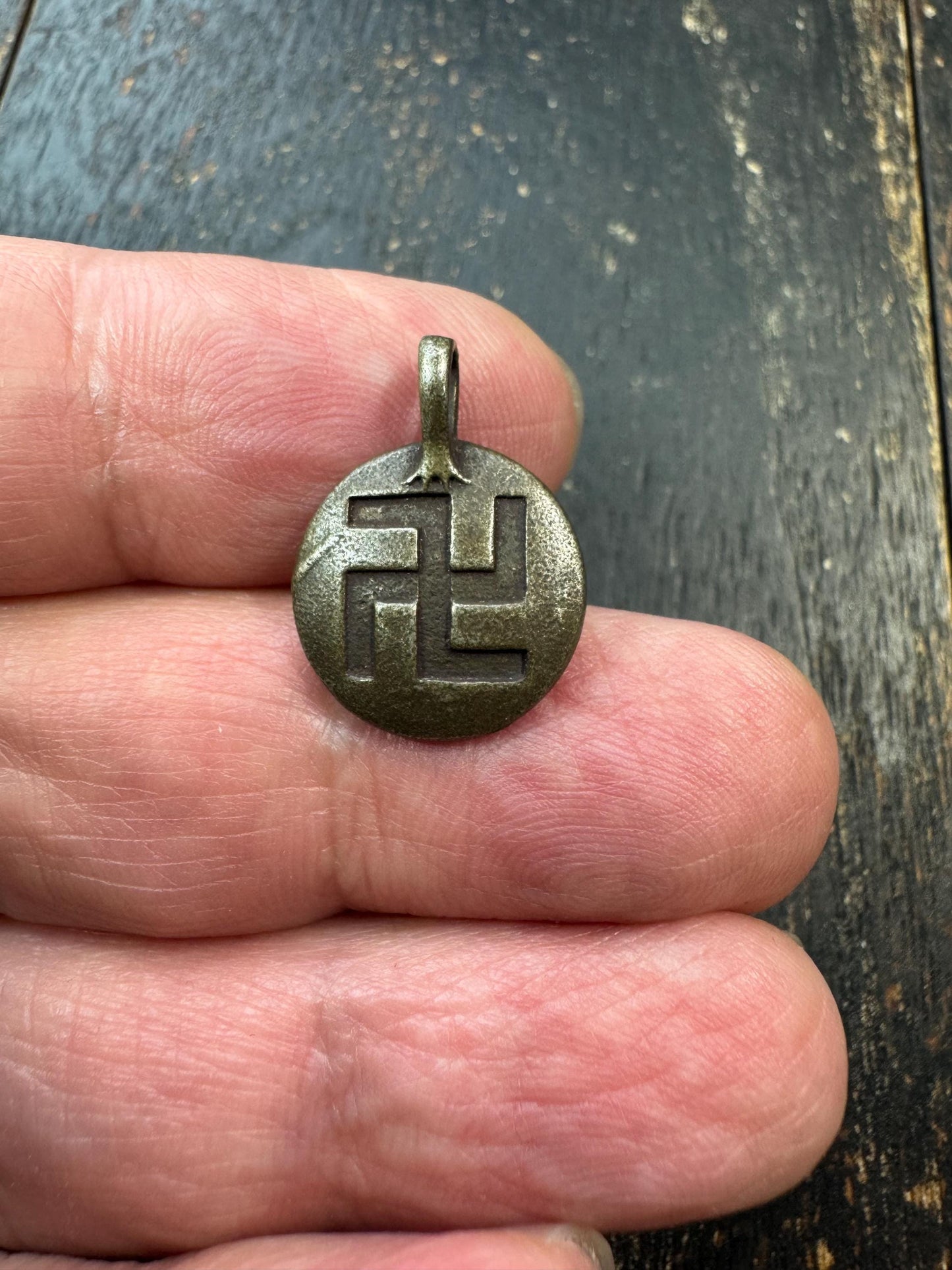 Tibetan Om Mani Padme Hum Brass Pendant | Buddhist Lotus Mantra Charm | Double Sided Tibetan Amulet | Buddhist Symbol Pendant