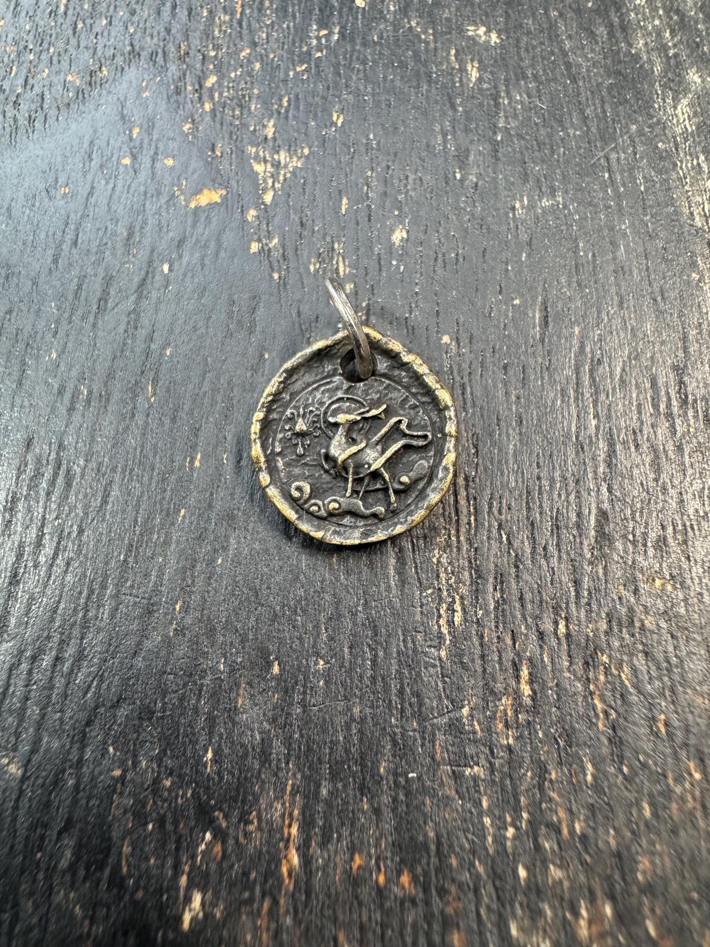 Mini Brass Deer Pendant | Tiny Sacred Symbol Amulet | Double Sided Himalayan Charm | Small Spiritual Talisman Pendant