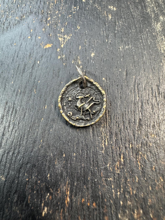 Mini Brass Deer Pendant | Tiny Sacred Symbol Amulet | Double Sided Himalayan Charm | Small Spiritual Talisman Pendant