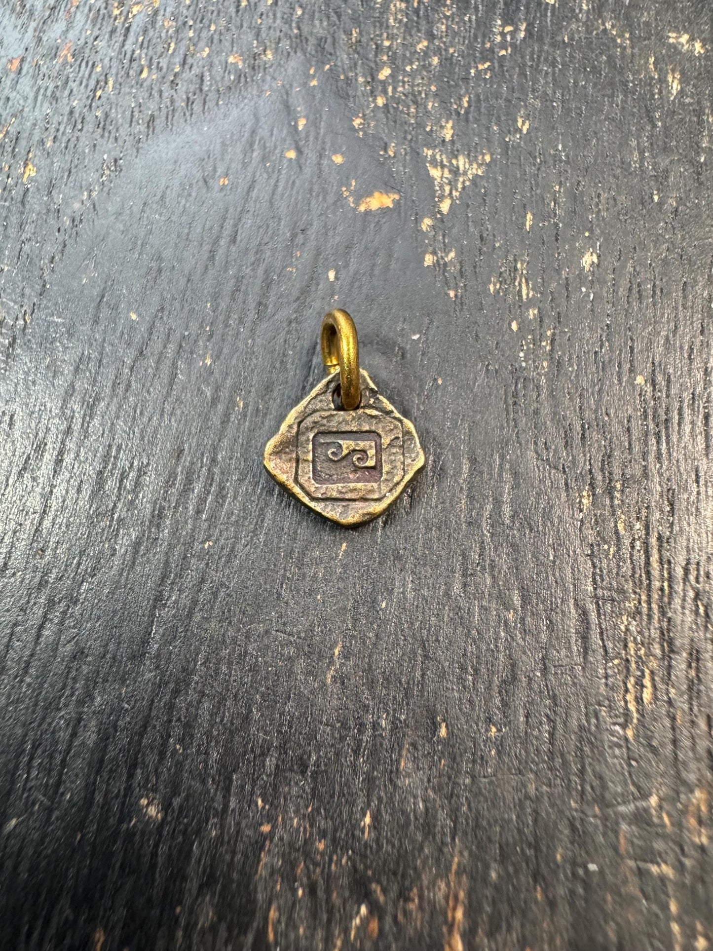 Mini Tibetan Amulet Charm – Vintage Style Himalayan Brass Protective Talisman Pendant, Small Buddhist Symbol Pendant