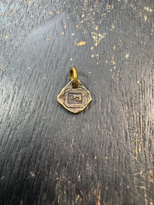 Mini Tibetan Amulet Charm – Vintage Style Himalayan Brass Protective Talisman Pendant, Small Buddhist Symbol Pendant