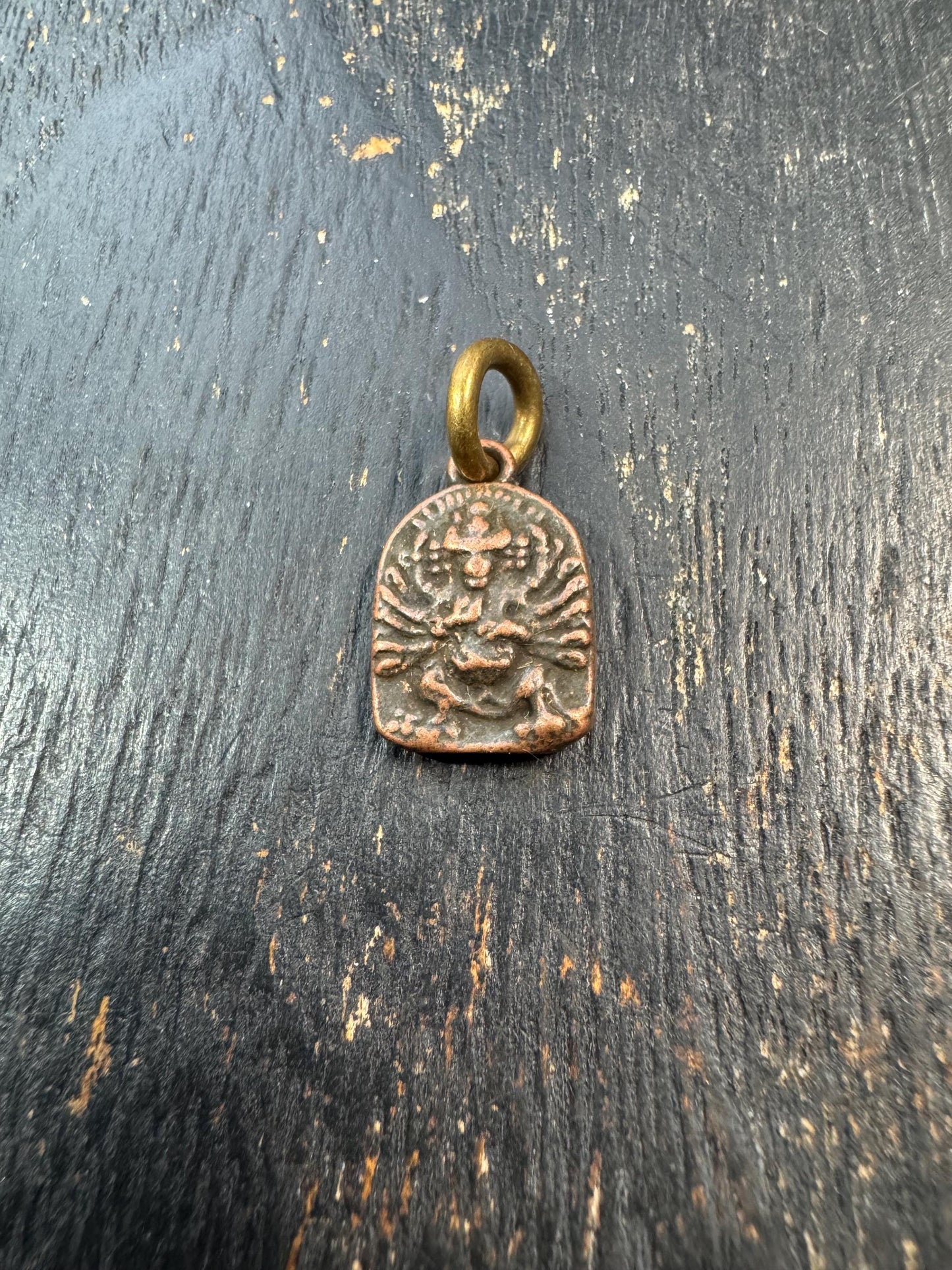 Mini Tibetan Buddhist Amulet Pendant – Wrathful Deity Protective Charm, Vintage Style Himalayan Brass Tsa Tsa Pendant