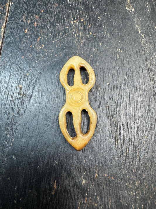 Hand Carved Yak Bone Vajra Pendant – Tibetan Dorje Amulet – Himalayan Spiritual Protection Talisman – Rustic Tribal Jewelry