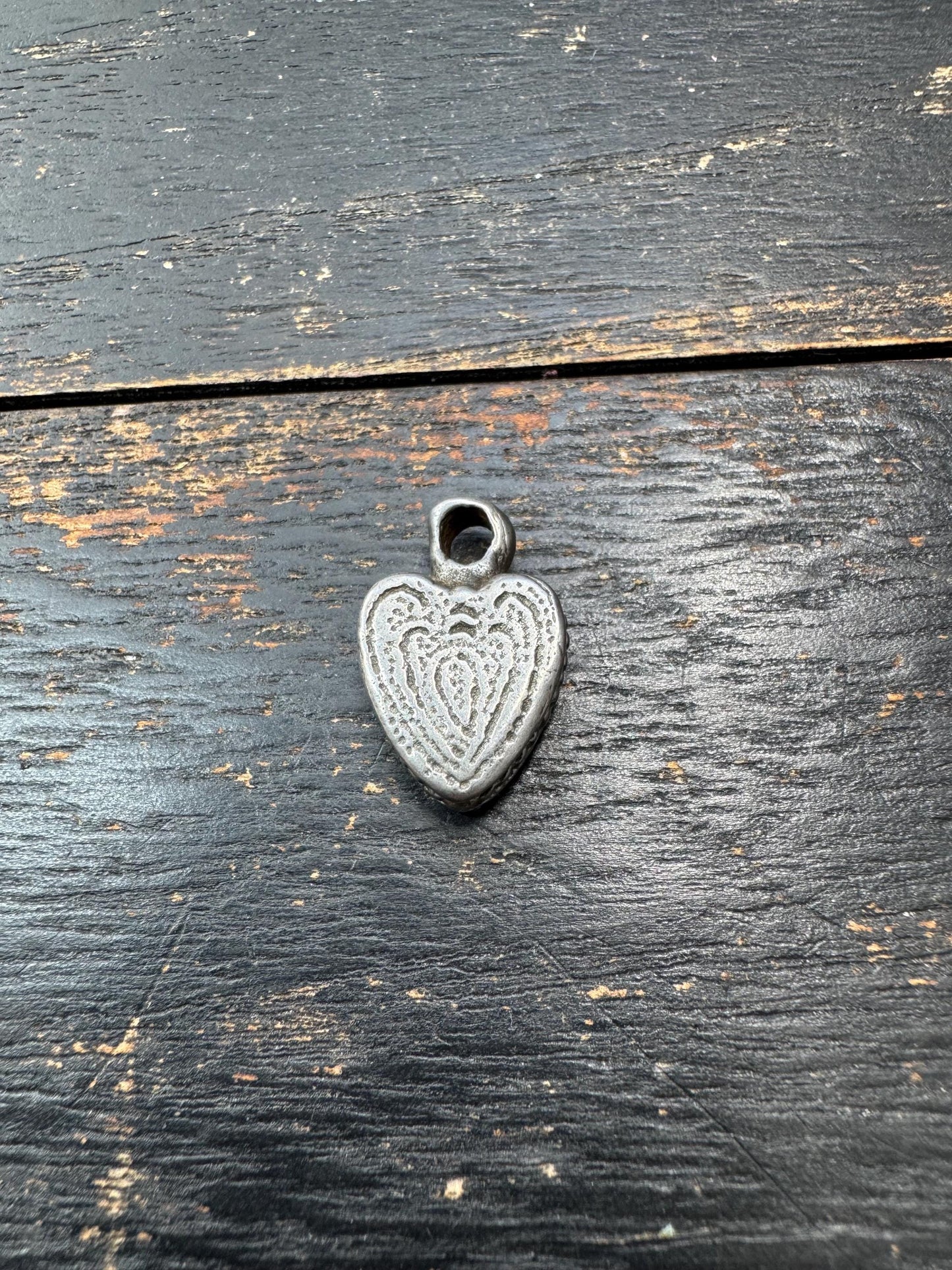 Vintage Himalayan Thokcha Heart Pendant | Nepal Tibet Sky Iron Talisman | Buddhist Protective Amulet Charm | Sacred Spiritual Jewelry