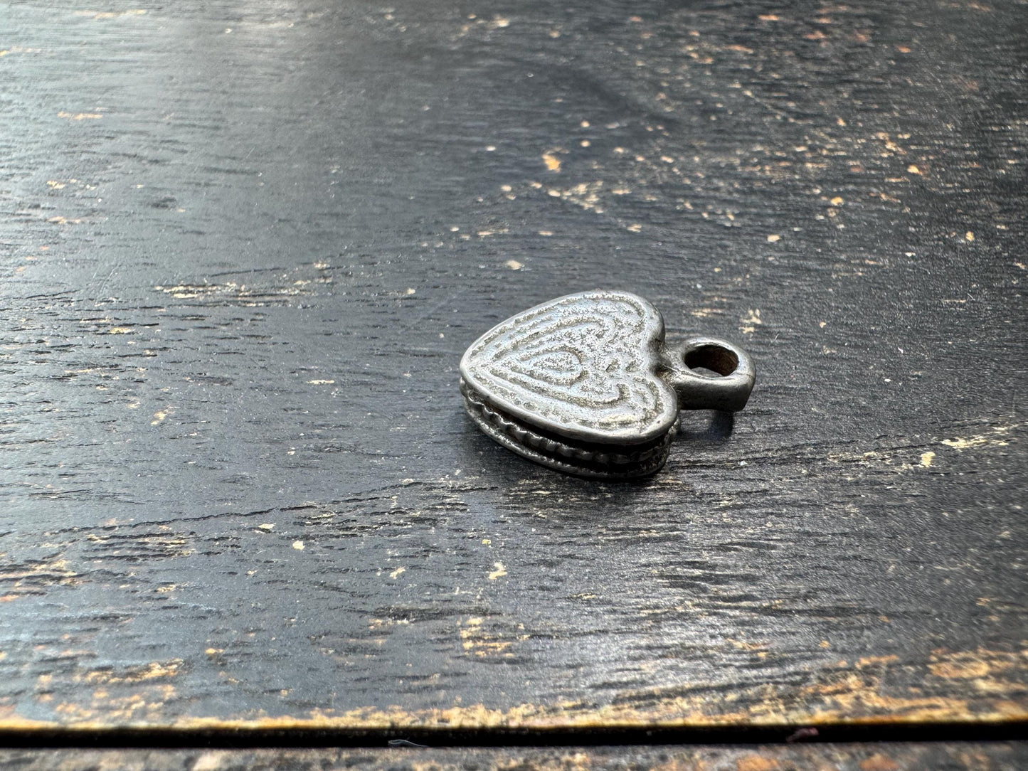 Vintage Himalayan Thokcha Heart Pendant | Nepal Tibet Sky Iron Talisman | Buddhist Protective Amulet Charm | Sacred Spiritual Jewelry