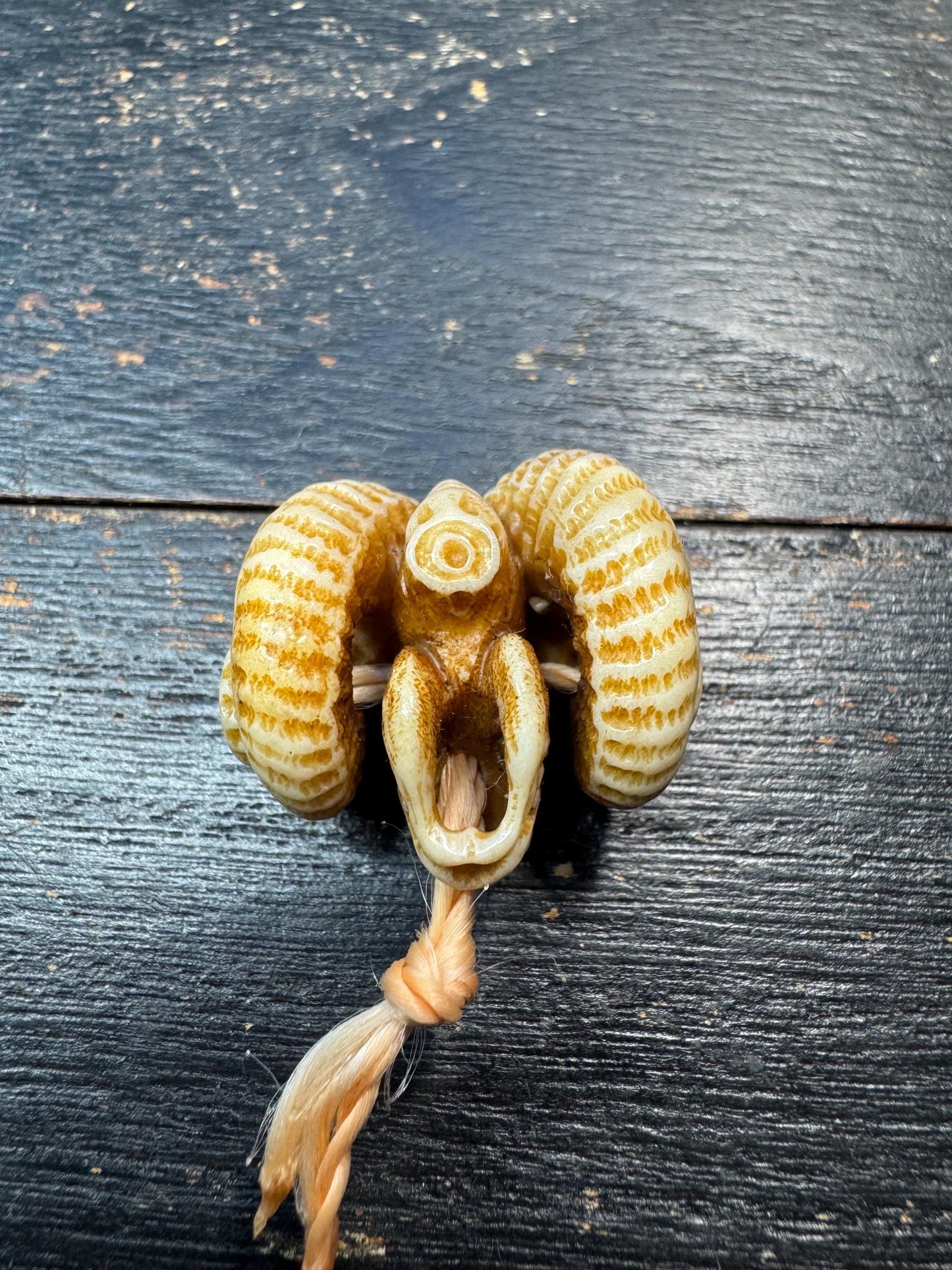 Hand Carved Deer Antler Ram Guru Bead – Tibetan Style Ram Head Focal Bead, Natural Antler Mala Centerpiece, Rustic Tribal Jewelry Making Sup