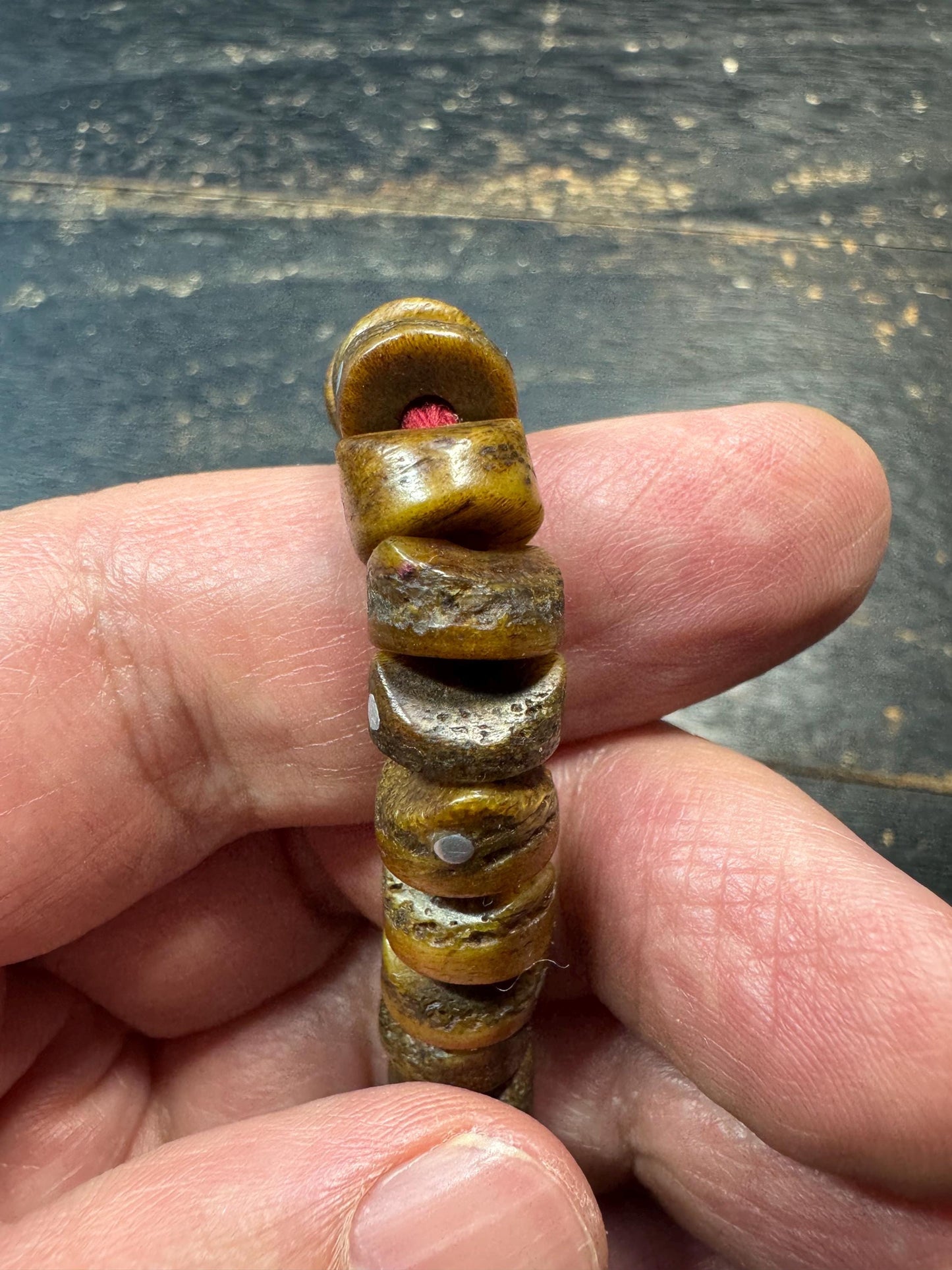 10mm Yak Bone Hand Mala – Tibetan Style Prayer Beads, Handheld Meditation Counter, Rustic Bone Wrist Mala with Guru Bead