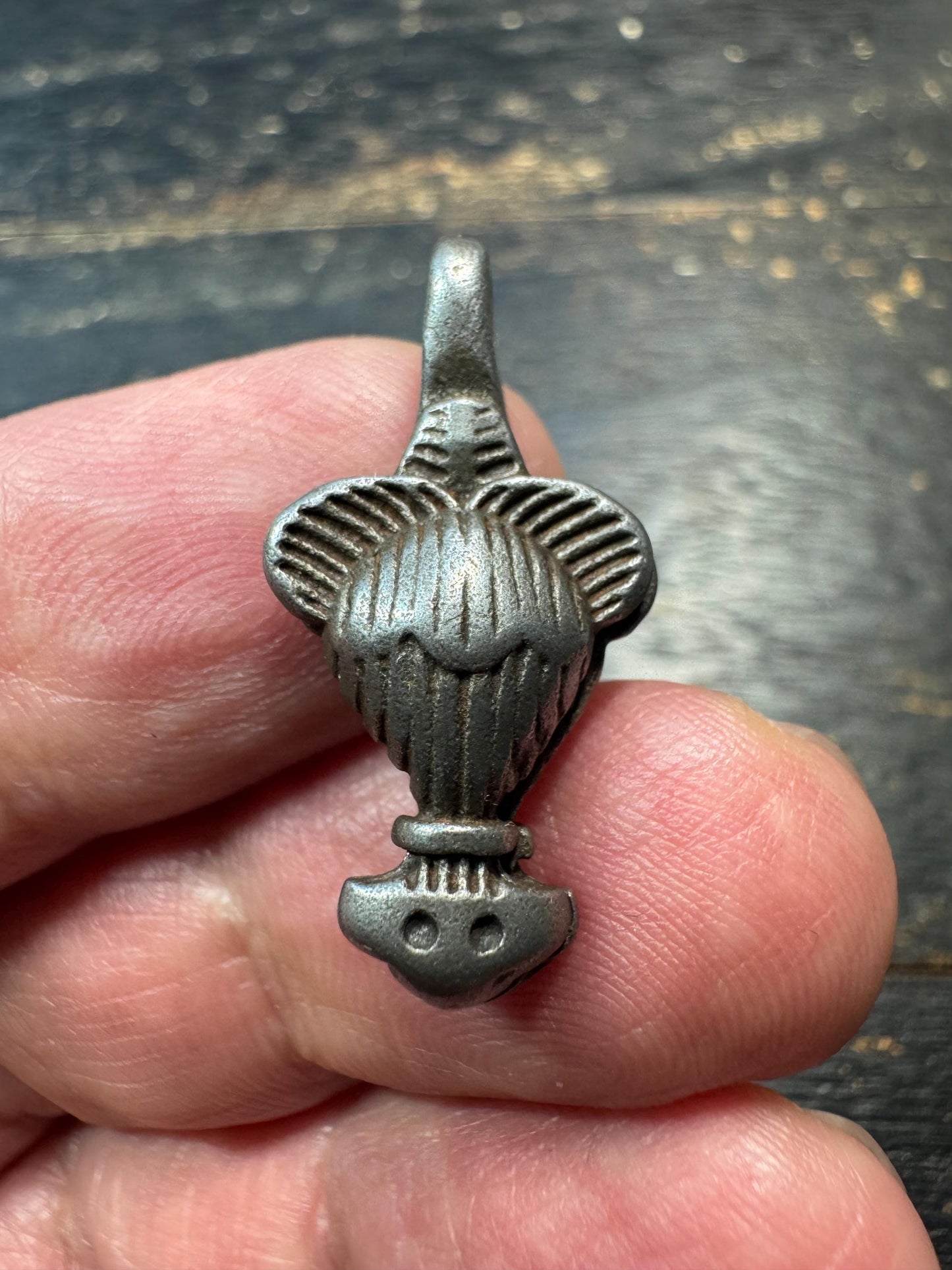Tibetan Sky Iron Treasure Vase Pendant – Thokcha Style Amulet, Himalayan Talisman Charm, Rustic Sacred Symbol Pendant