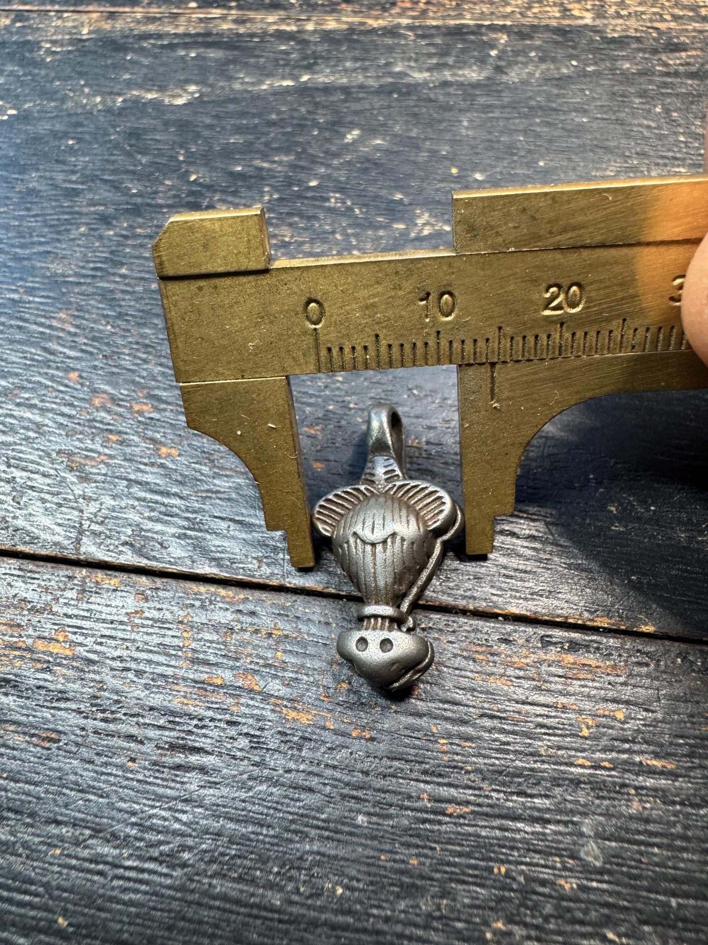 Tibetan Sky Iron Treasure Vase Pendant – Thokcha Style Amulet, Himalayan Talisman Charm, Rustic Sacred Symbol Pendant